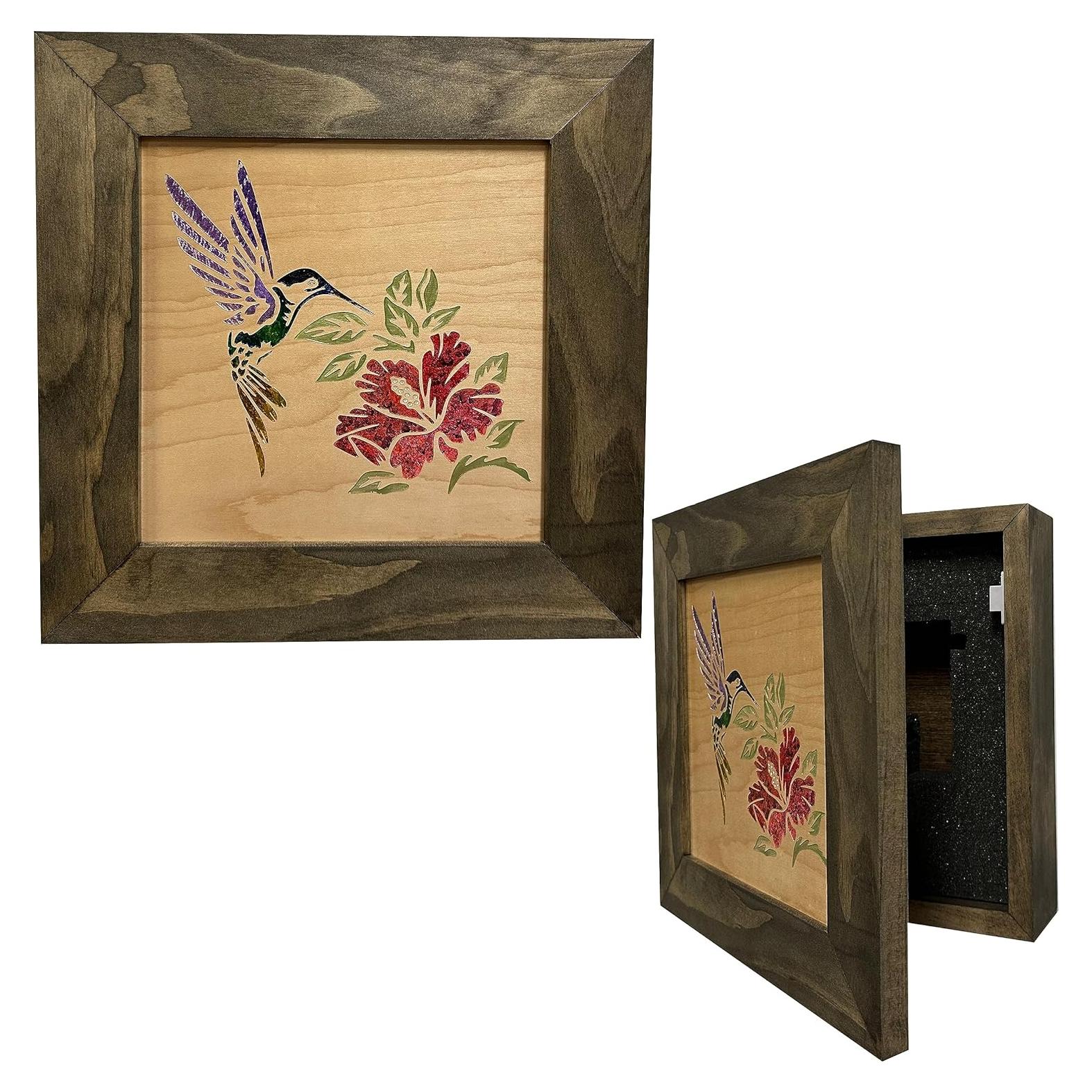 Caja Fuerte Oculta Bellewood para Armas con Colibrí y Hibisco