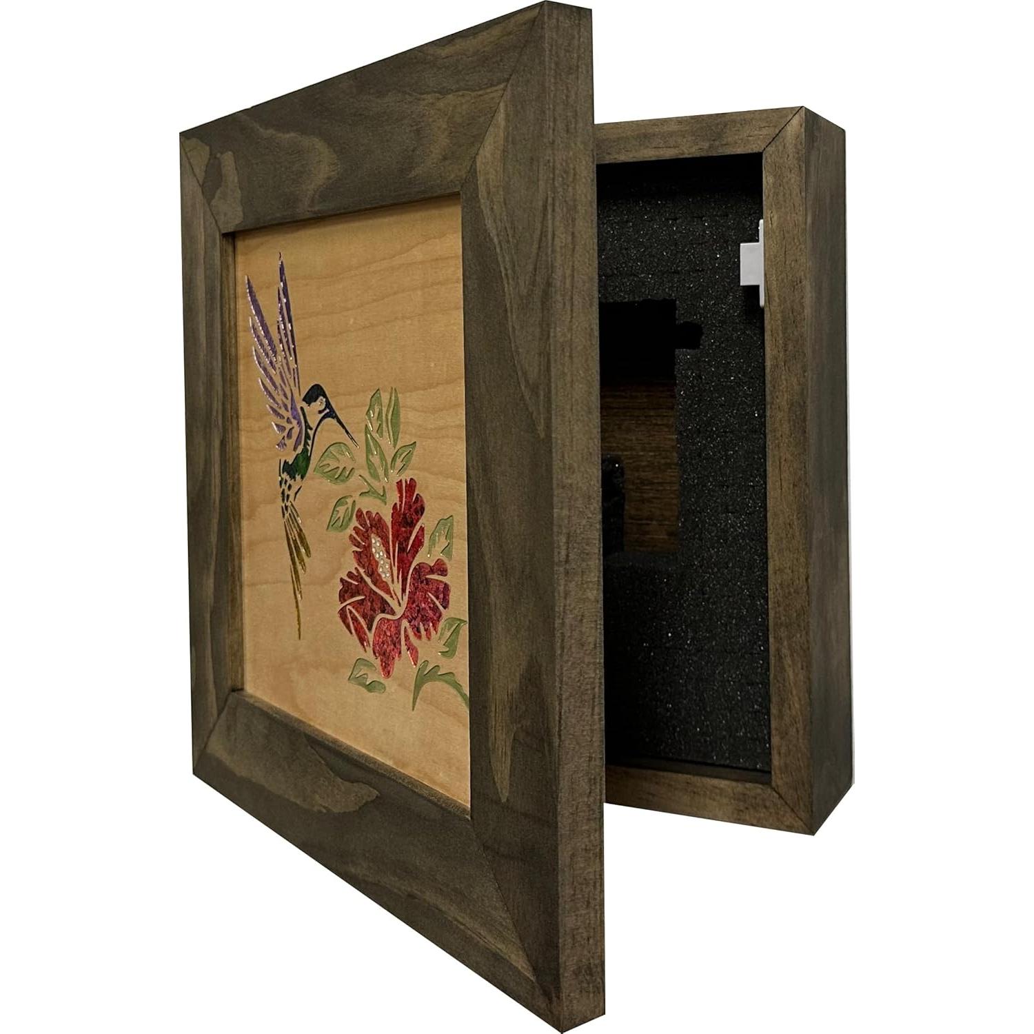 Caja Fuerte Oculta Bellewood para Armas con Colibrí y Hibisco