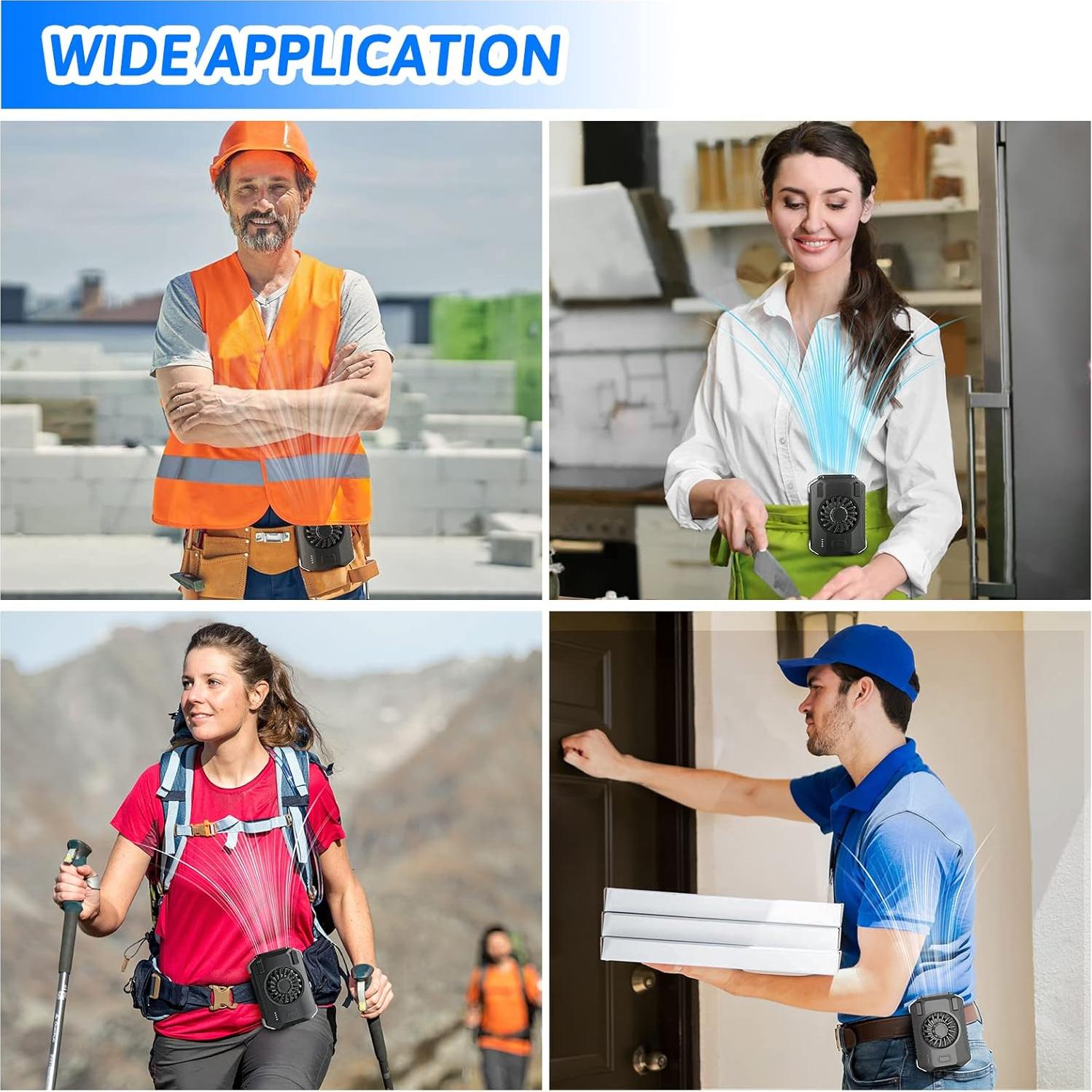 Ventilador Portátil de Cintura HandFun 10000mAh 3 Velocidades