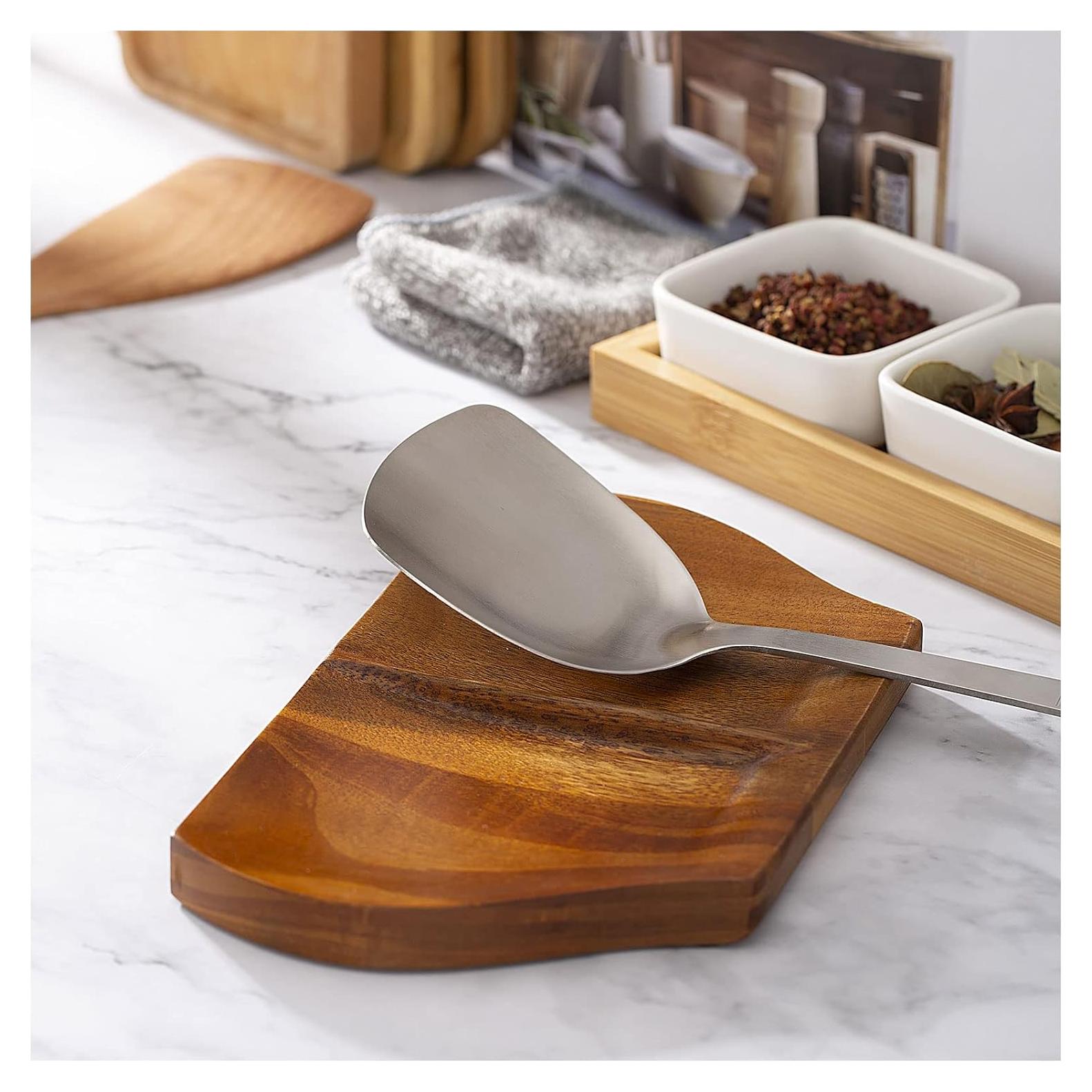 Soporte Doble para Cucharas de Madera Acacia NHKRTE 24.9x15cm