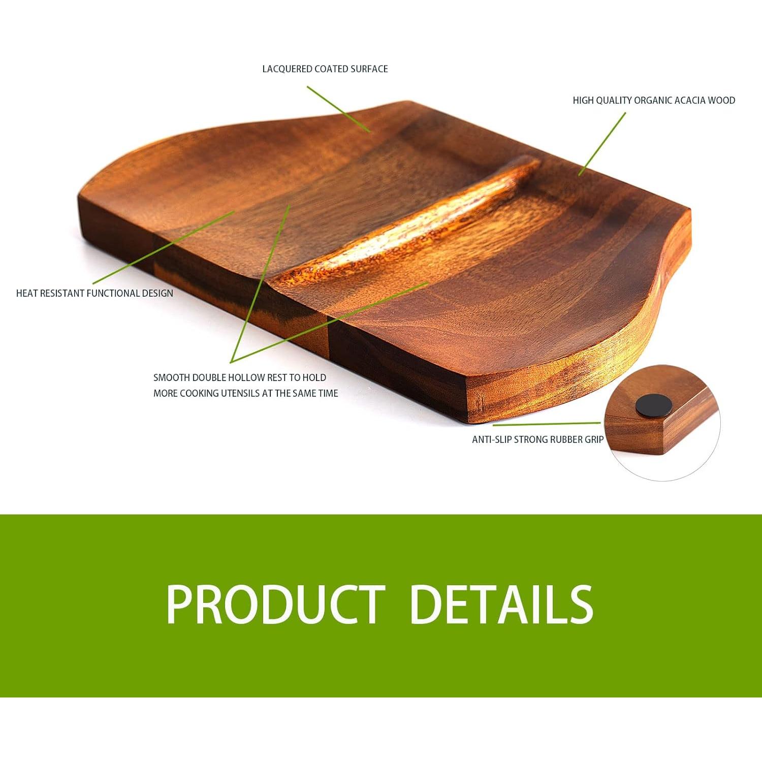 Soporte Doble para Cucharas de Madera Acacia NHKRTE 24.9x15cm