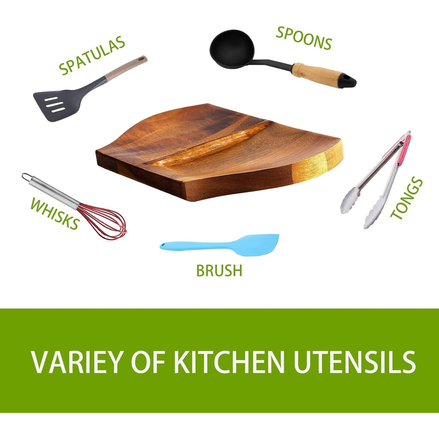 Soporte Doble para Cucharas de Madera Acacia NHKRTE 24.9x15cm