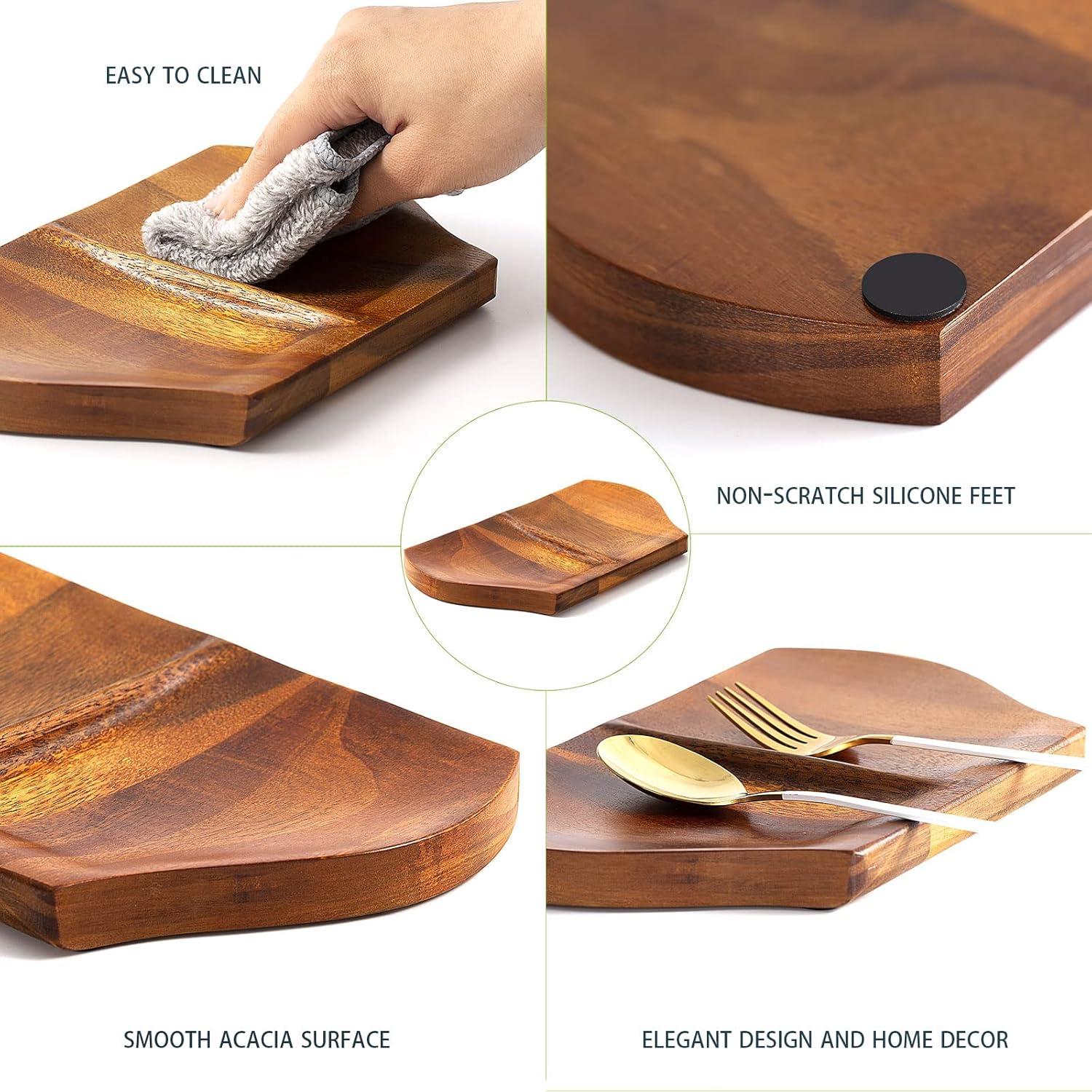 Soporte Doble para Cucharas de Madera Acacia NHKRTE 24.9x15cm