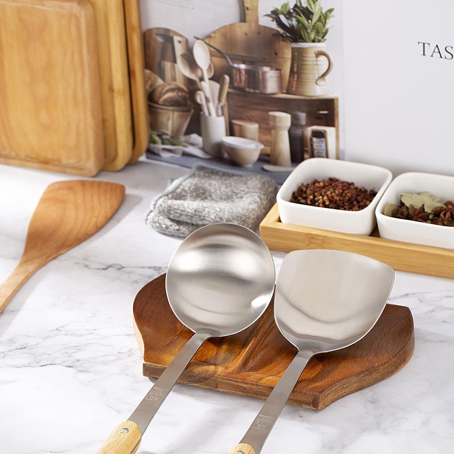 Soporte Doble para Cucharas de Madera Acacia NHKRTE 24.9x15cm