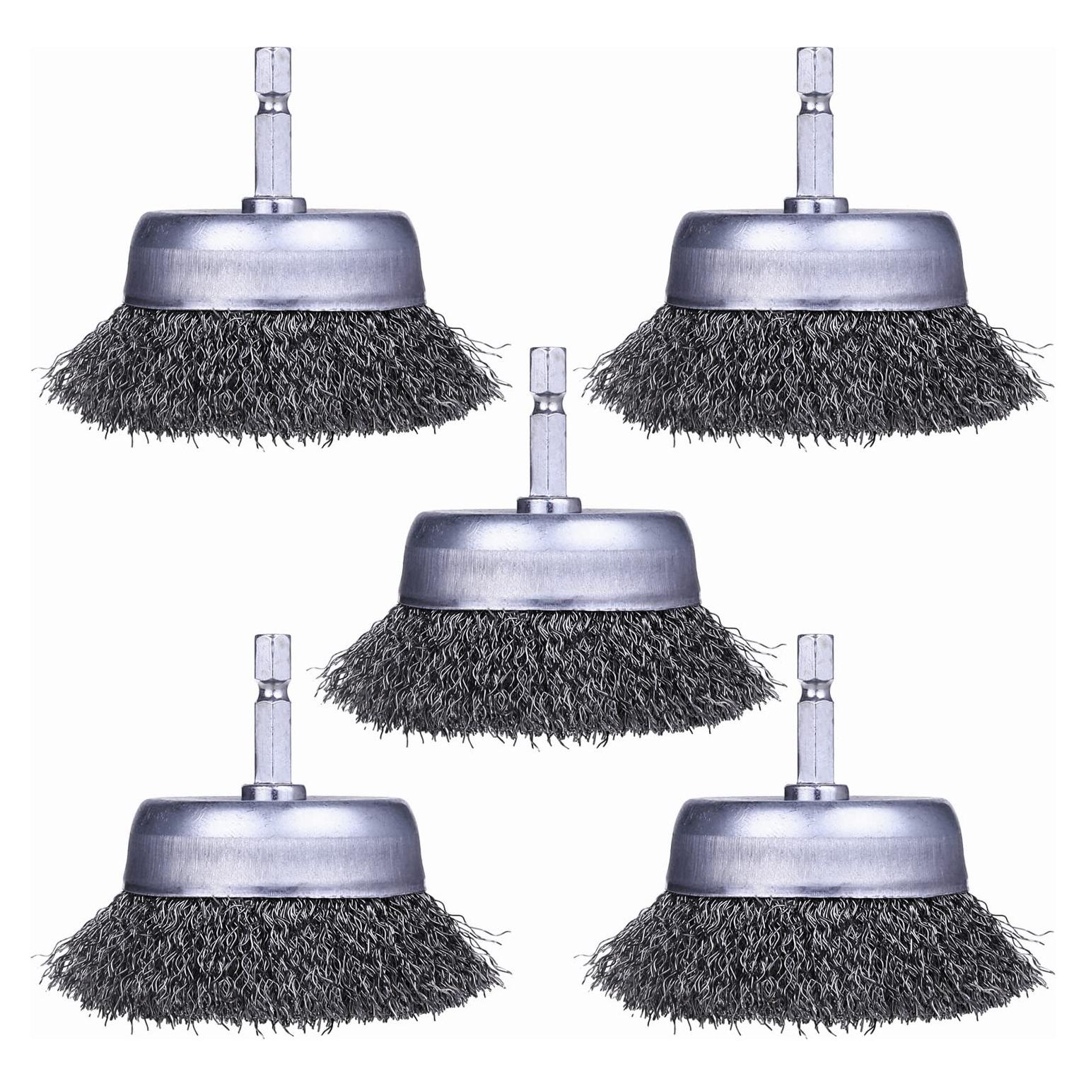 Paquete de 5 cepillos de copa de alambre WENORA 3"