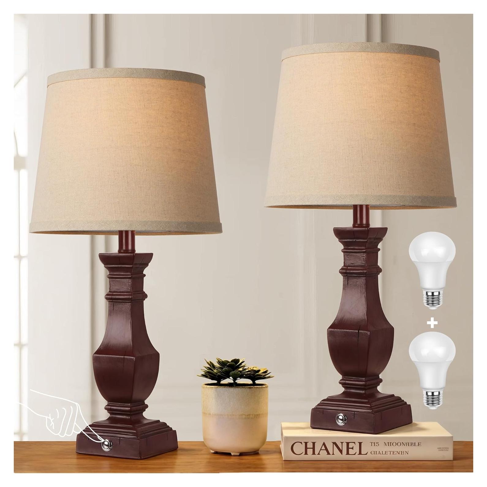 Juego de Lámparas de Mesa Regulables ROTTOGOON 22" Rojo Antiguo