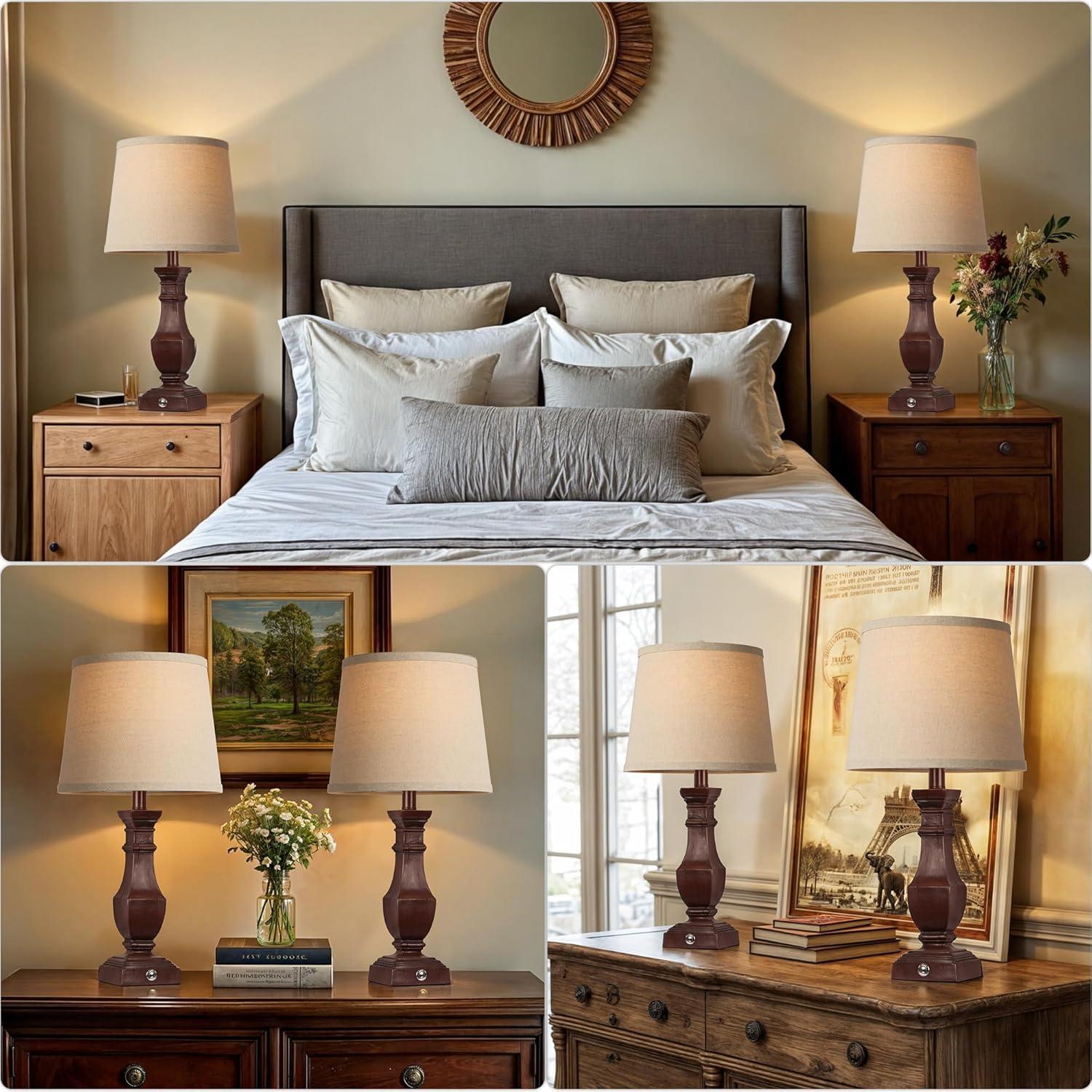 Juego de Lámparas de Mesa Regulables ROTTOGOON 22" Rojo Antiguo