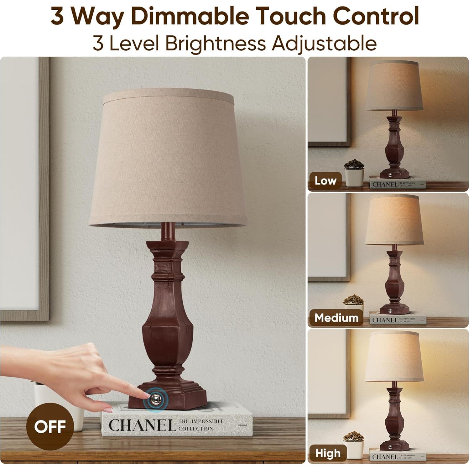 Juego de Lámparas de Mesa Regulables ROTTOGOON 22" Rojo Antiguo