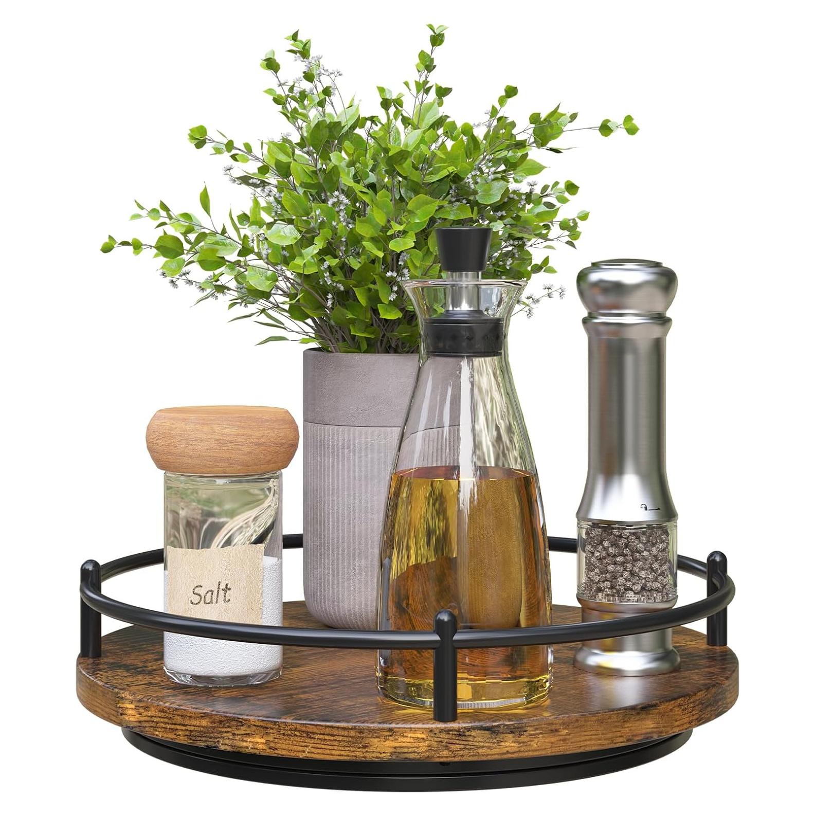 Organizador Lazy Susan KOKSTOP 22.86 cm Negro Madera y Metal