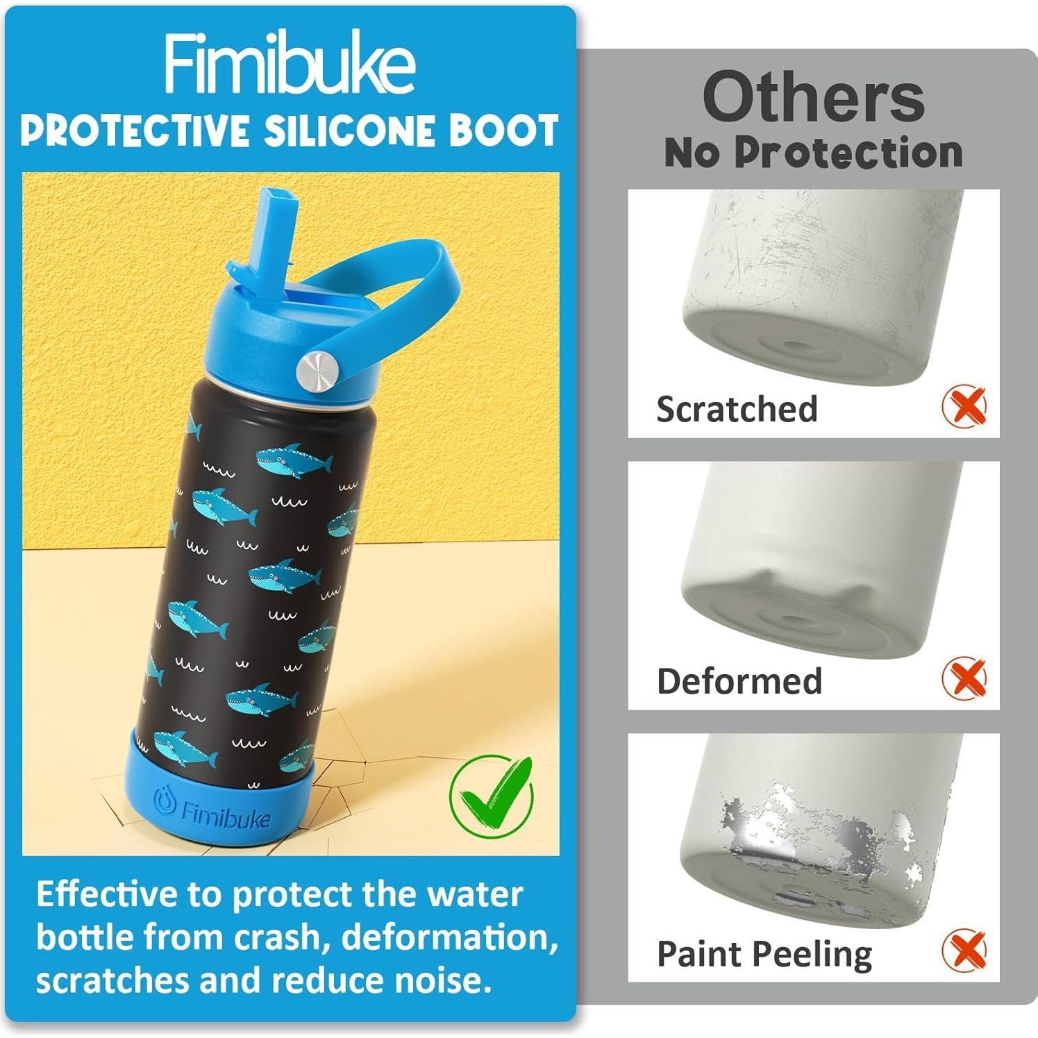 Botella de Agua Aislada Fimibuke 0.45L para Niños Arcoíris