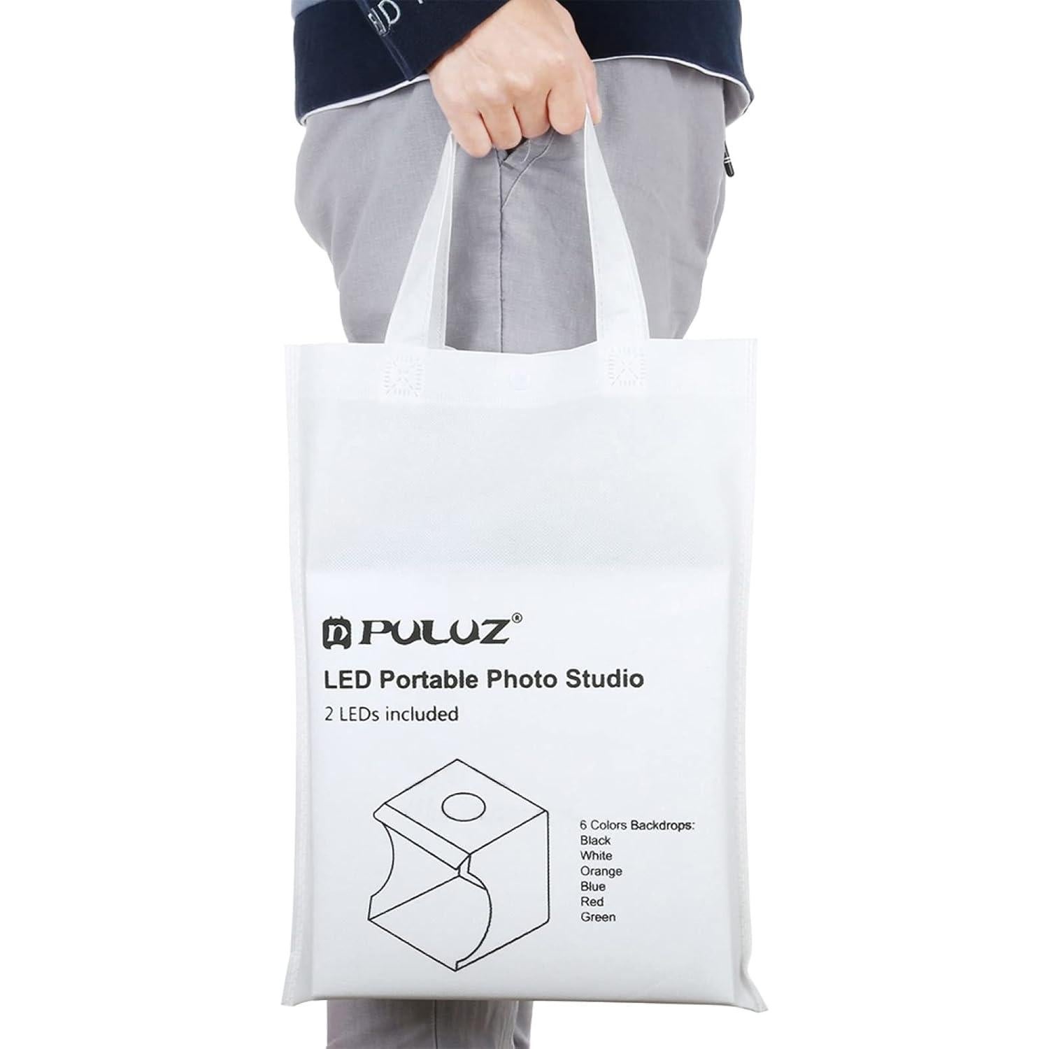 Caja de Estudio Fotográfico PULUZ 20cm con Luz LED y Fondos