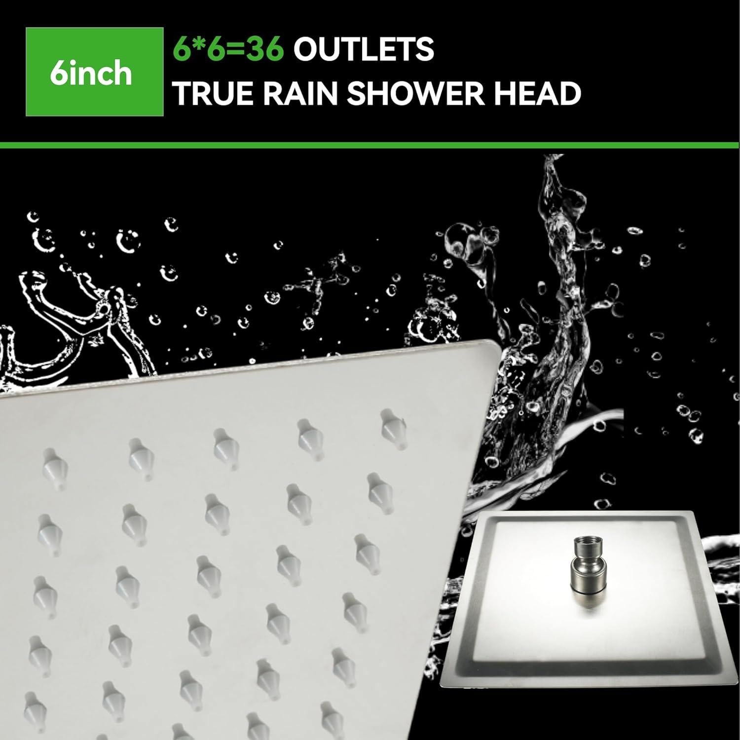 Cabezal de Ducha de Lluvia SOLVEX 15.24 cm Acero Inoxidable Cromo