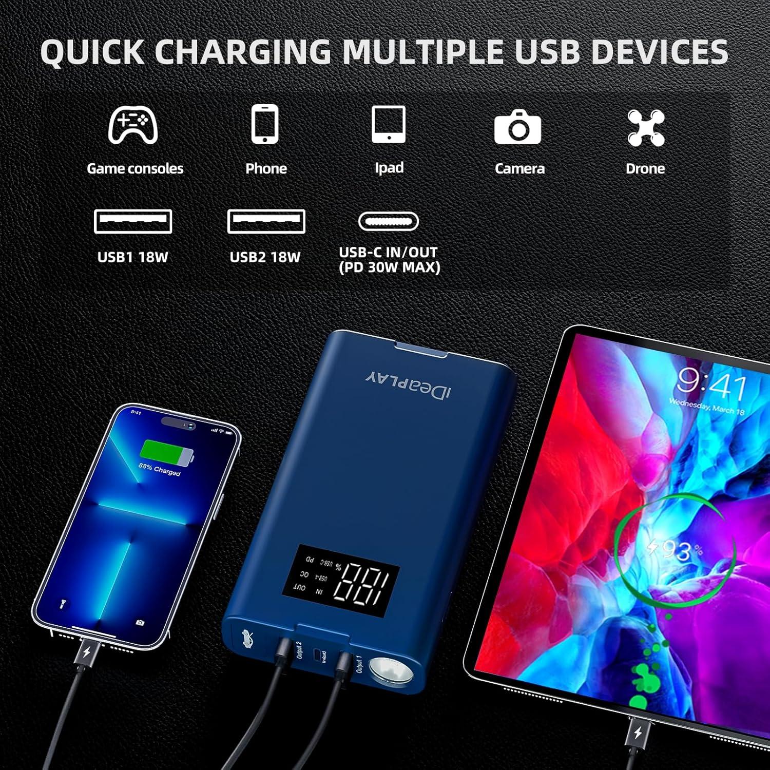 Arrancador de Batería IDEAPLAY J10 1500A Cargador Portátil