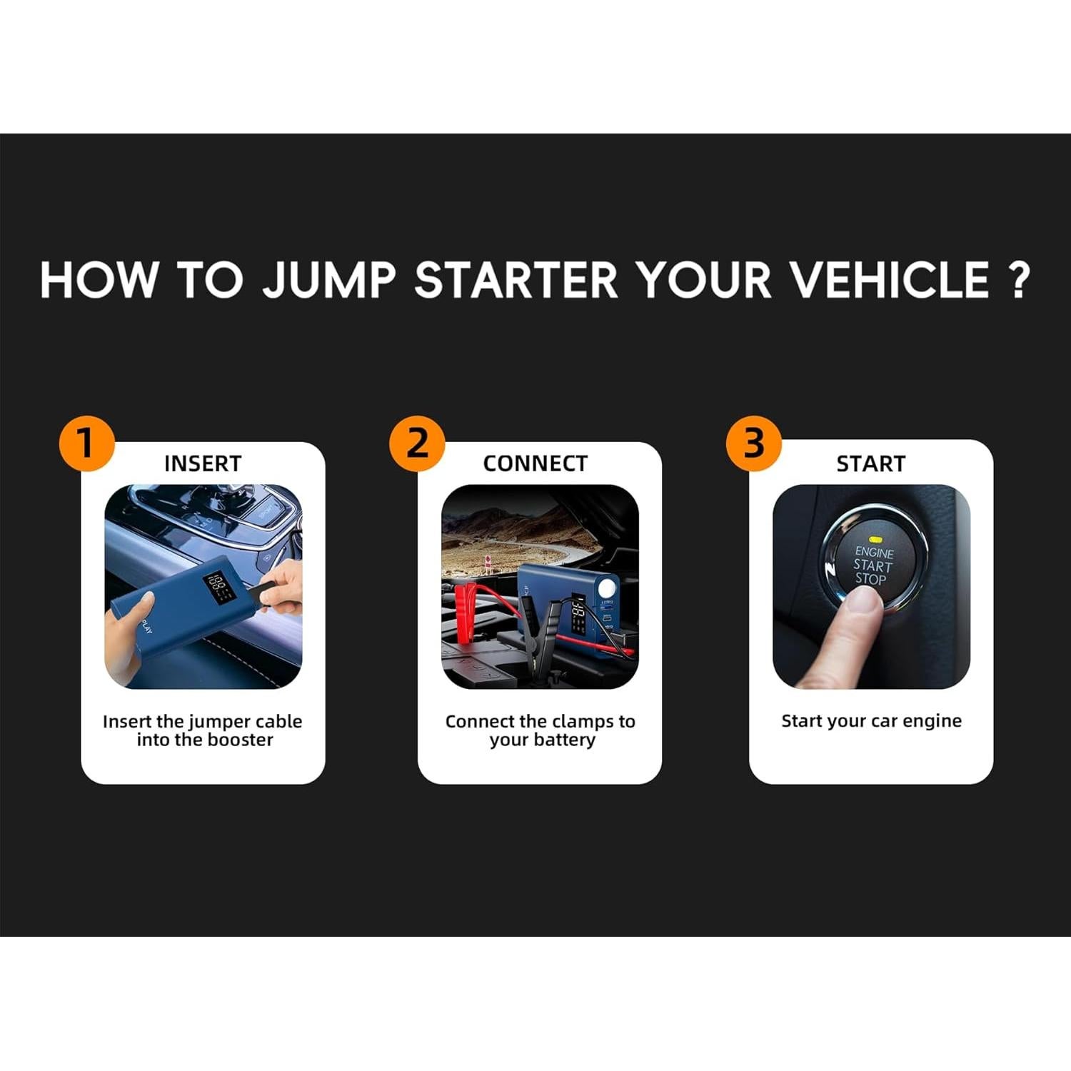 Arrancador de Batería IDEAPLAY J10 1500A Cargador Portátil