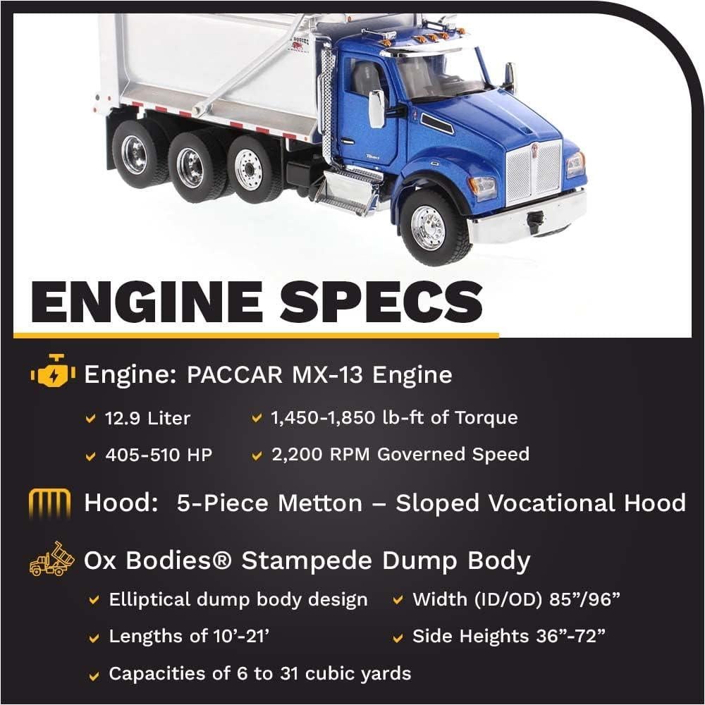 Camión Volquete Kenworth T880S Diecast Masters 1:50 Azul