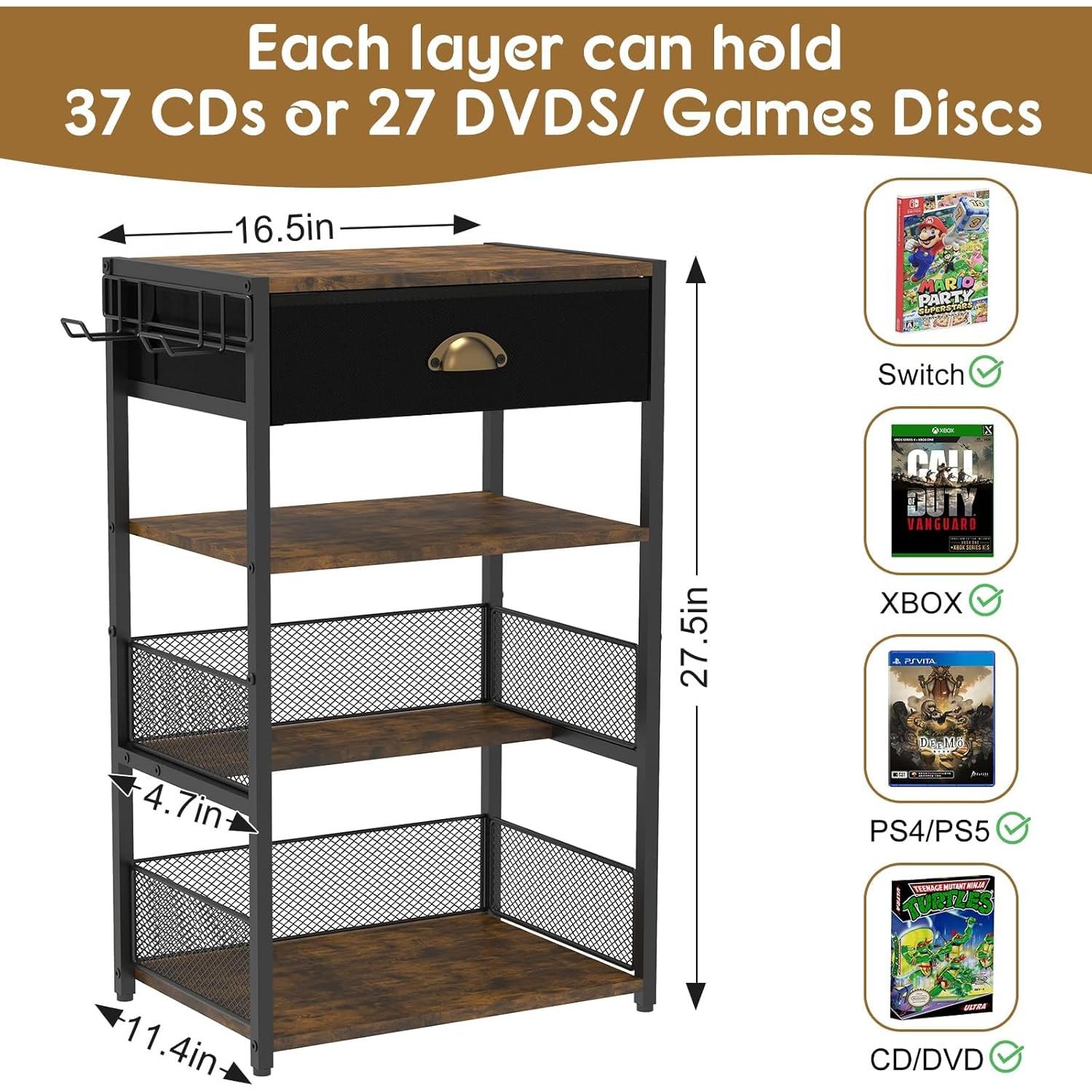 Soporte de Medios Hongtamoya CD-YXJ01 con Cajón y 4 Niveles