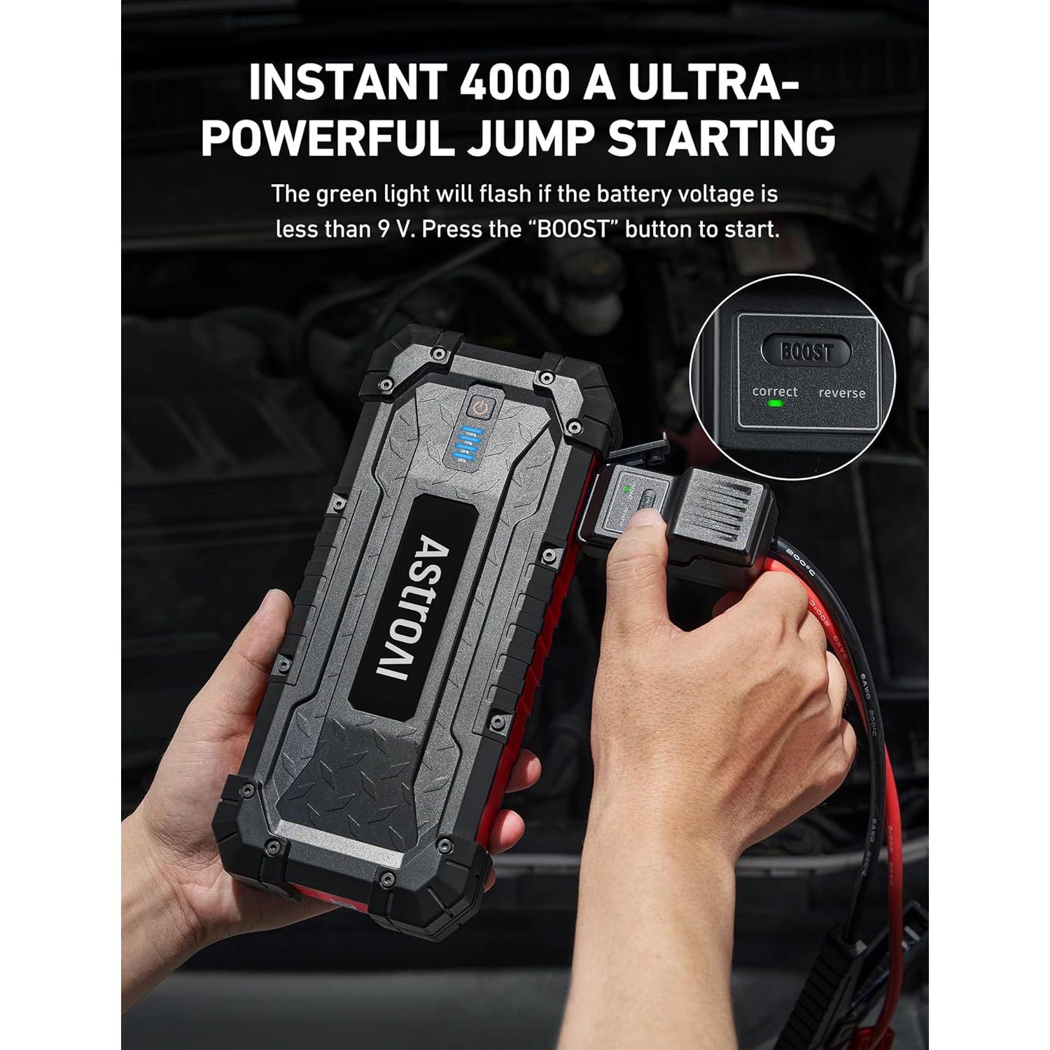 Arrancador de Salto AstroAI S8 Ultra 4000A 24000mAh Rojo