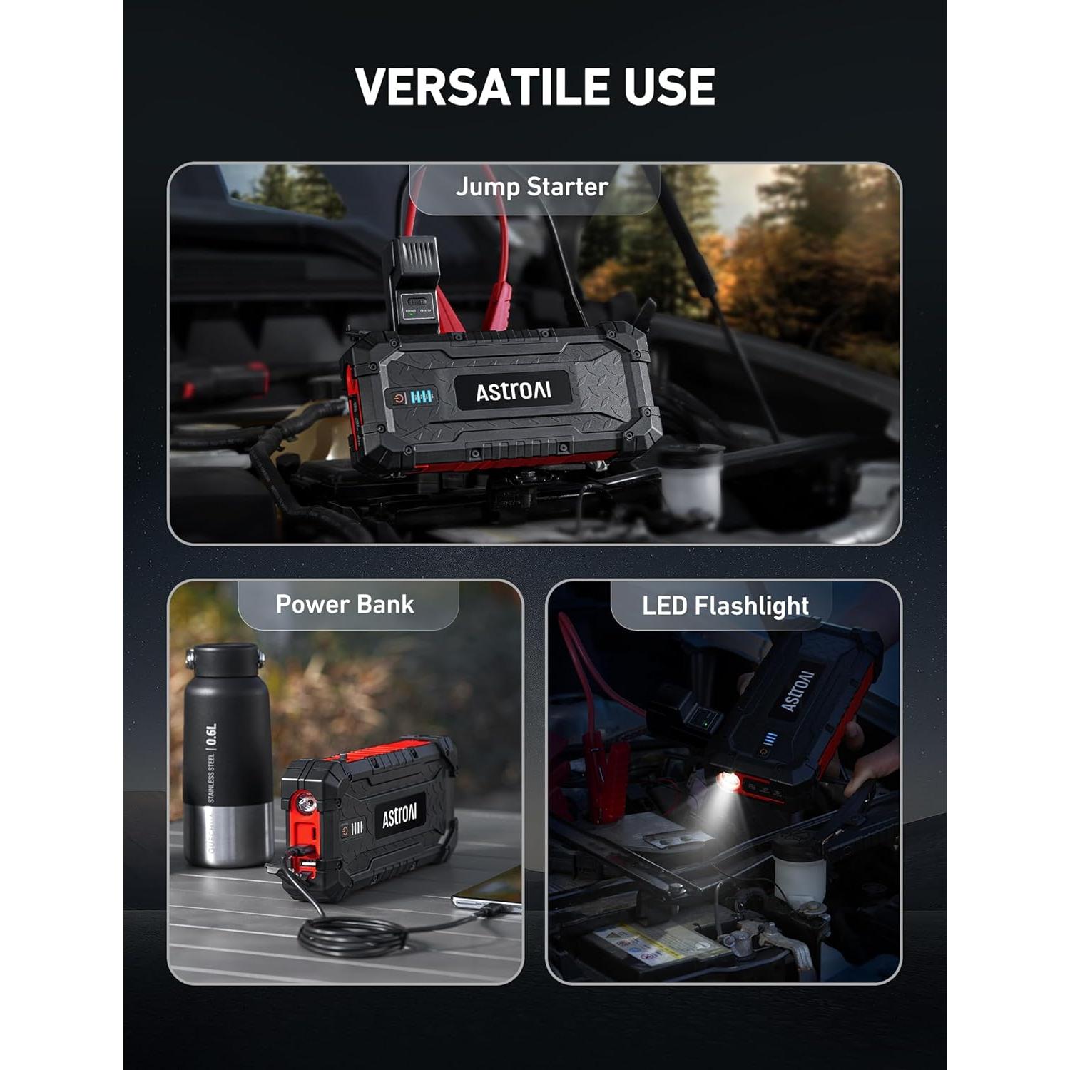 Arrancador de Salto AstroAI S8 Ultra 4000A 24000mAh Rojo