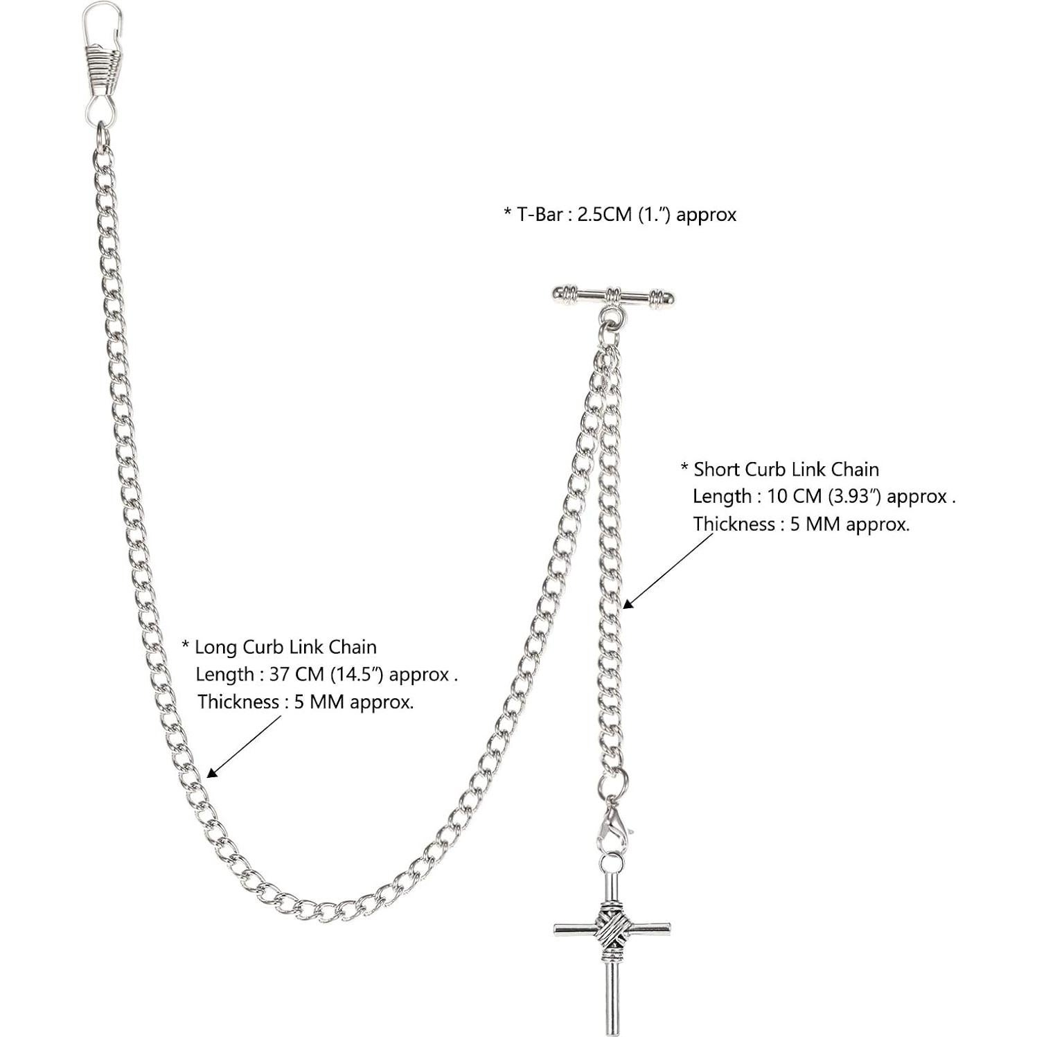 Reloj de bolsillo Albert TREEWETO con cadena y cruz antigua