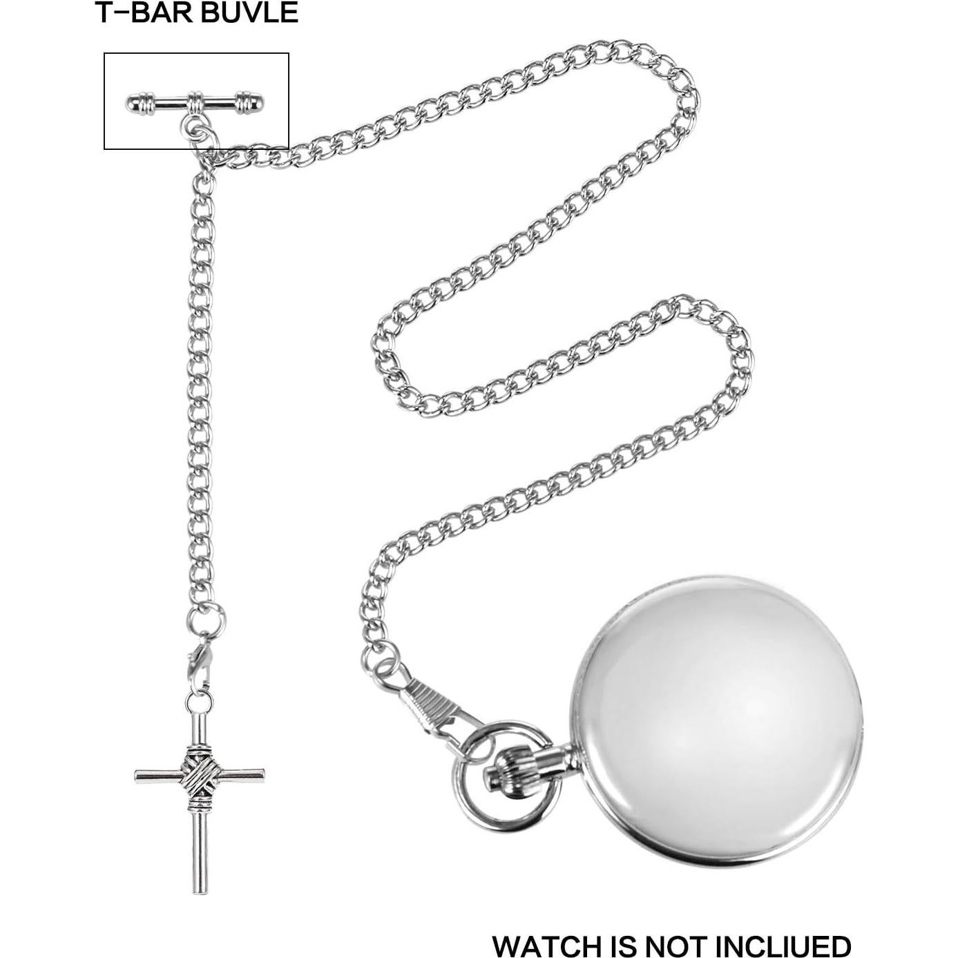 Reloj de bolsillo Albert TREEWETO con cadena y cruz antigua