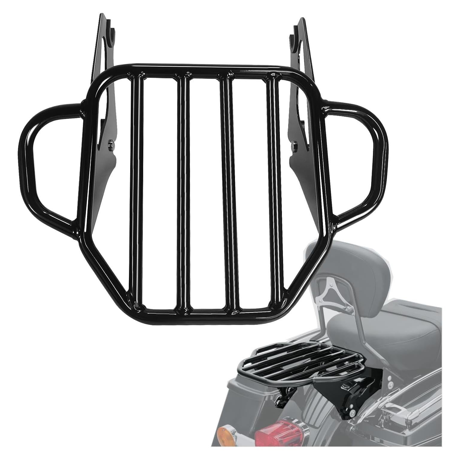 Portaequipajes desmontable Fjpacemt negro para Harley 2009-2024