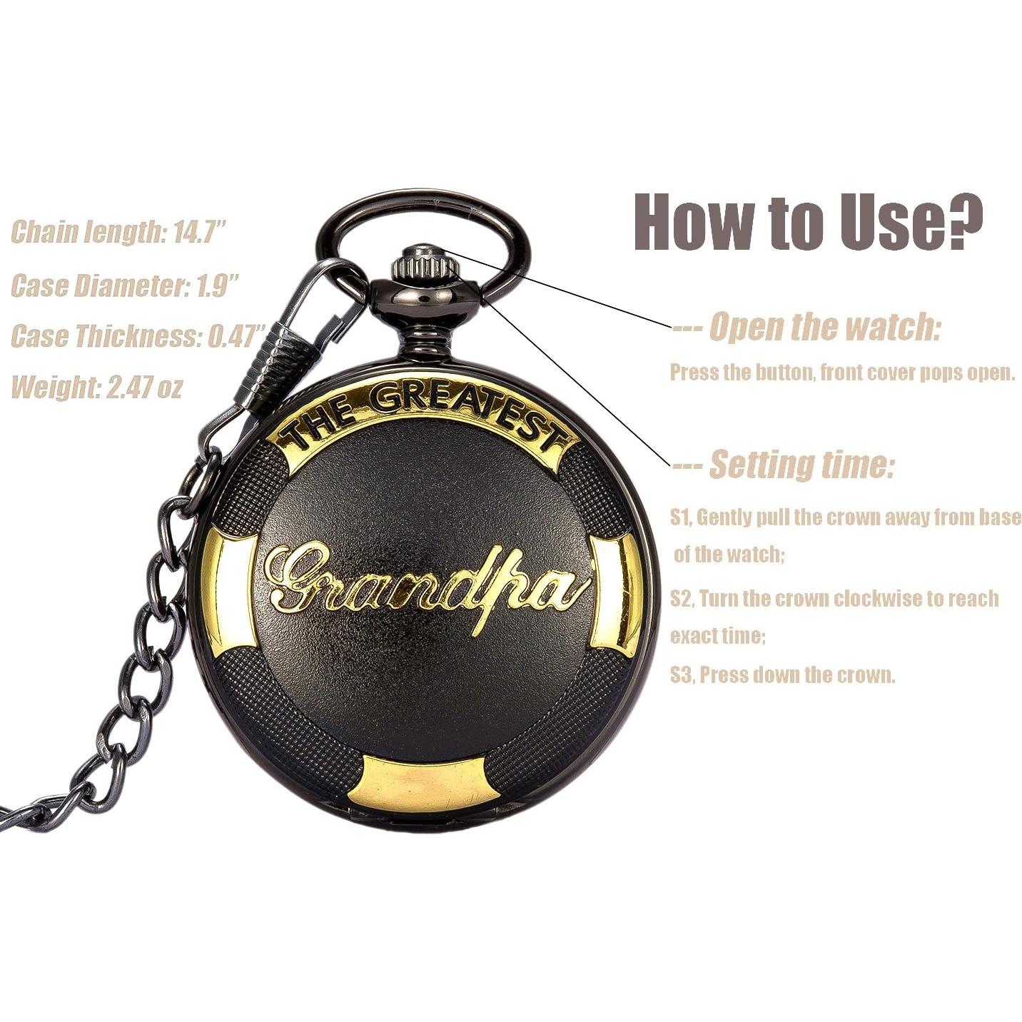 Reloj de bolsillo SwitchMe PK062901 cuarzo negro con cadena