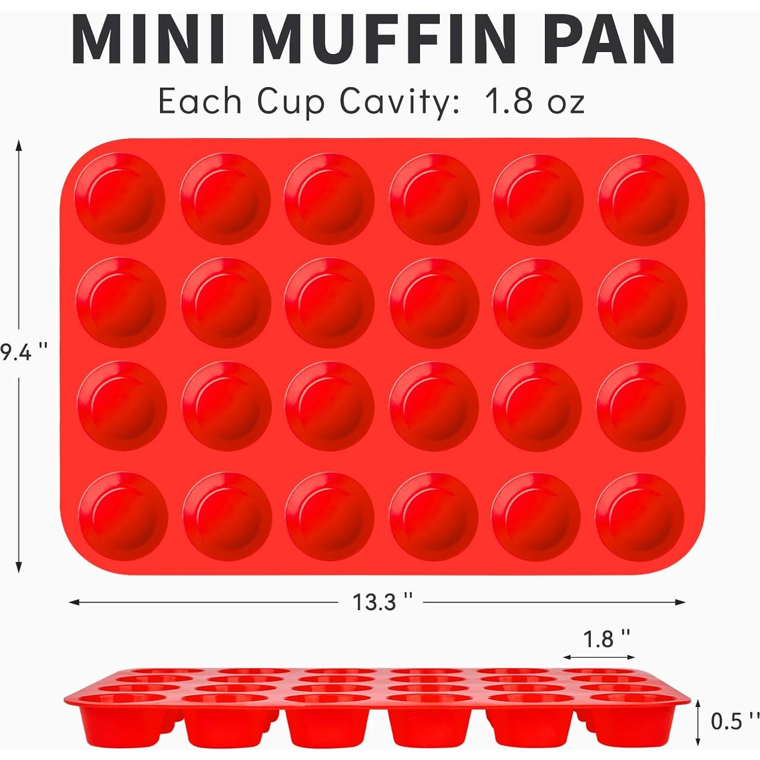Moldes de Silicona para Muffins Mini Puyeipt - 2 Piezas 24 Cavidades