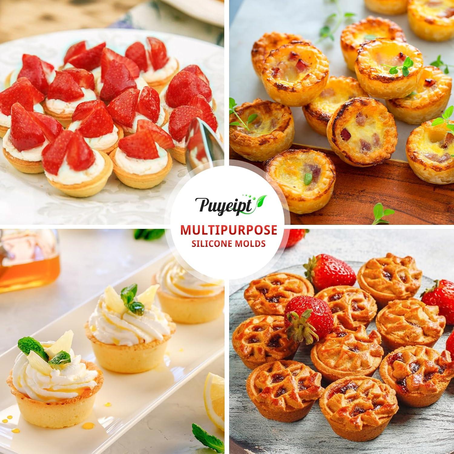 Moldes de Silicona para Muffins Mini Puyeipt - 2 Piezas 24 Cavidades