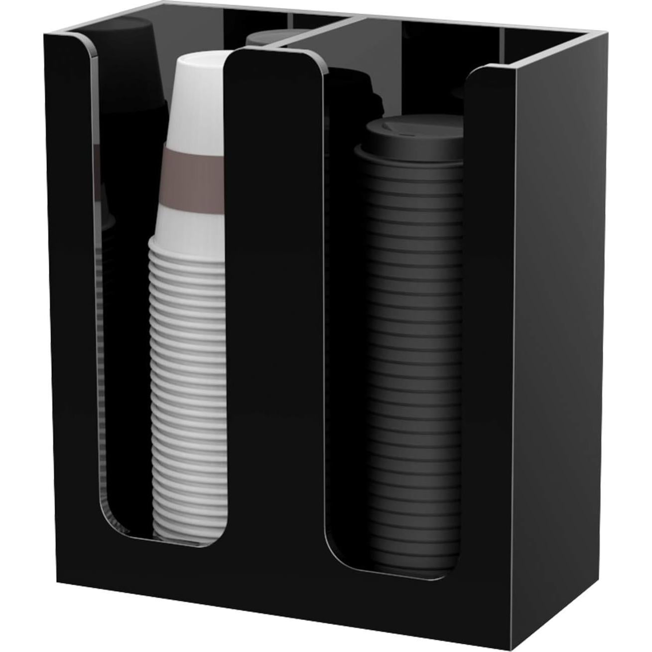 Organizador de Tazas Acrílicas Richboom, 2 Compartimentos, Negro