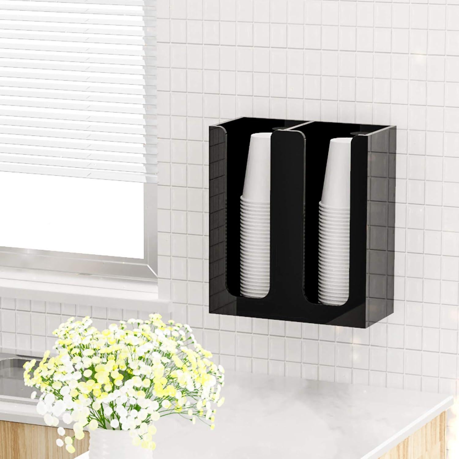 Organizador de Tazas Acrílicas Richboom, 2 Compartimentos, Negro