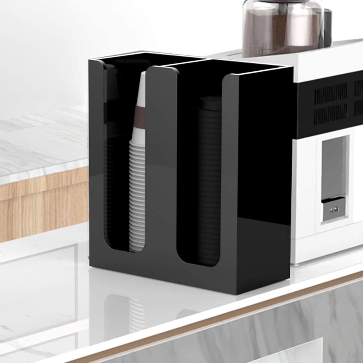 Organizador de Tazas Acrílicas Richboom, 2 Compartimentos, Negro