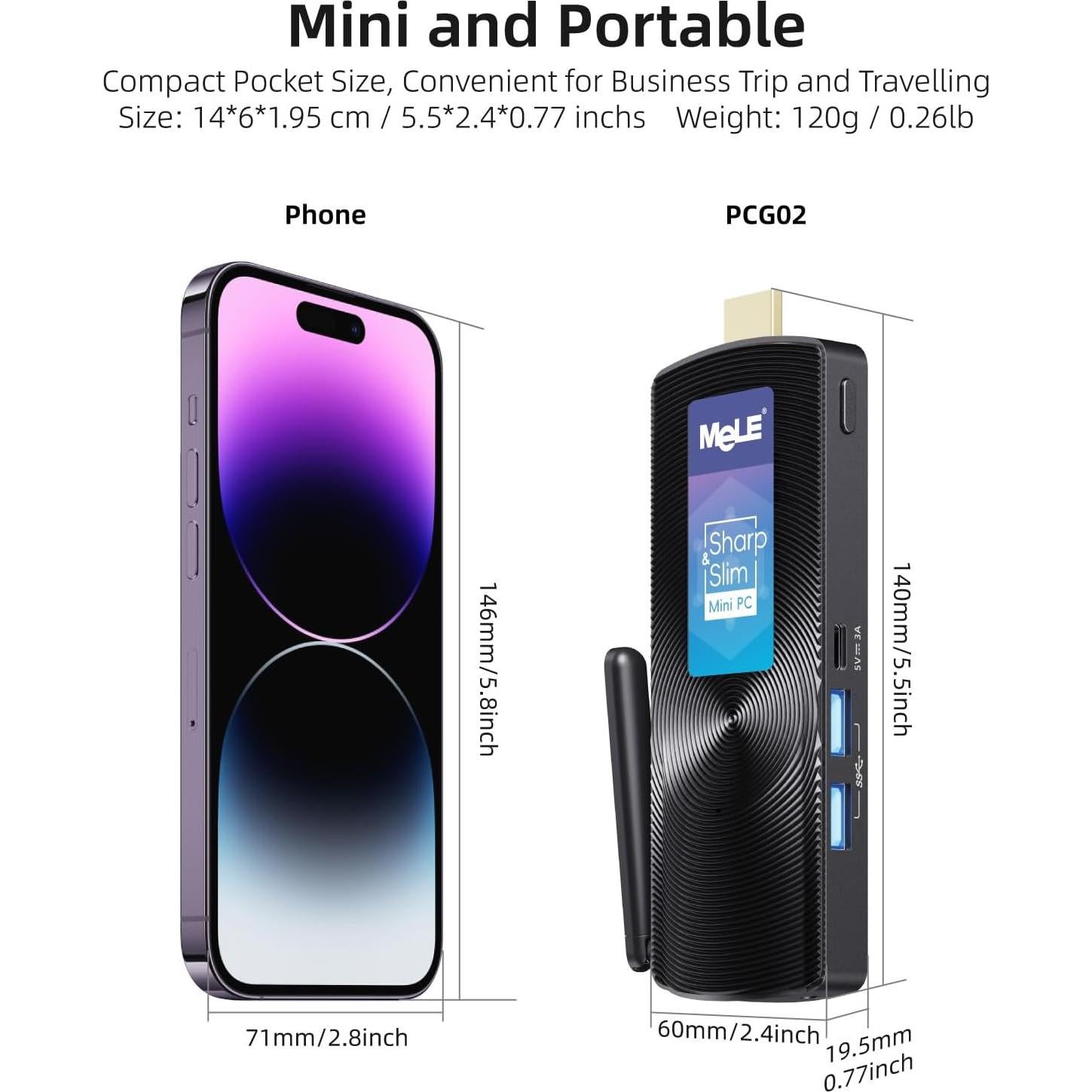 Mini PC Stick MeLE PCG02 Celeron J4125 8GB 256GB 4K