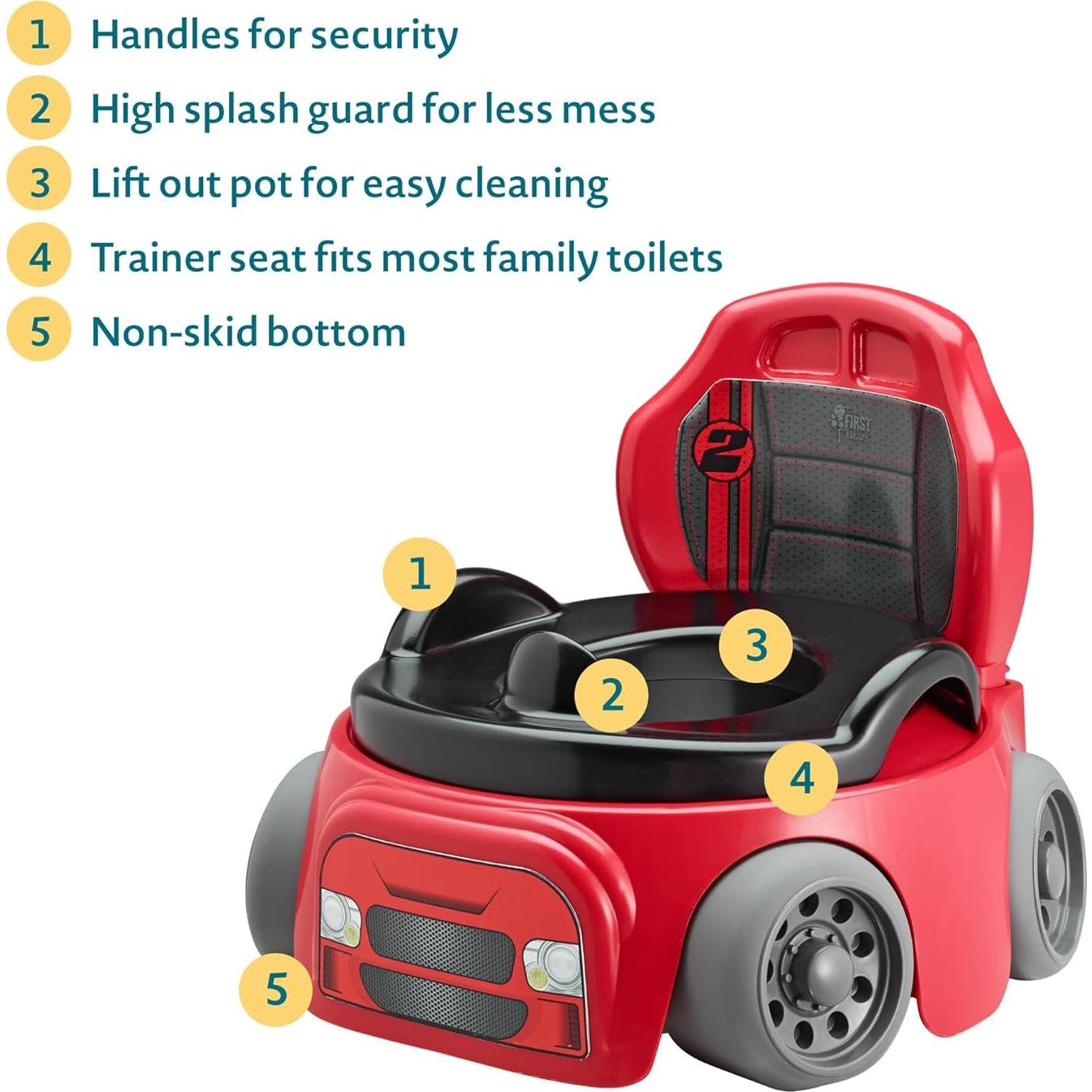 Inodoro de Entrenamiento para Niños El Primer Años Coche Rojo 2 en 1