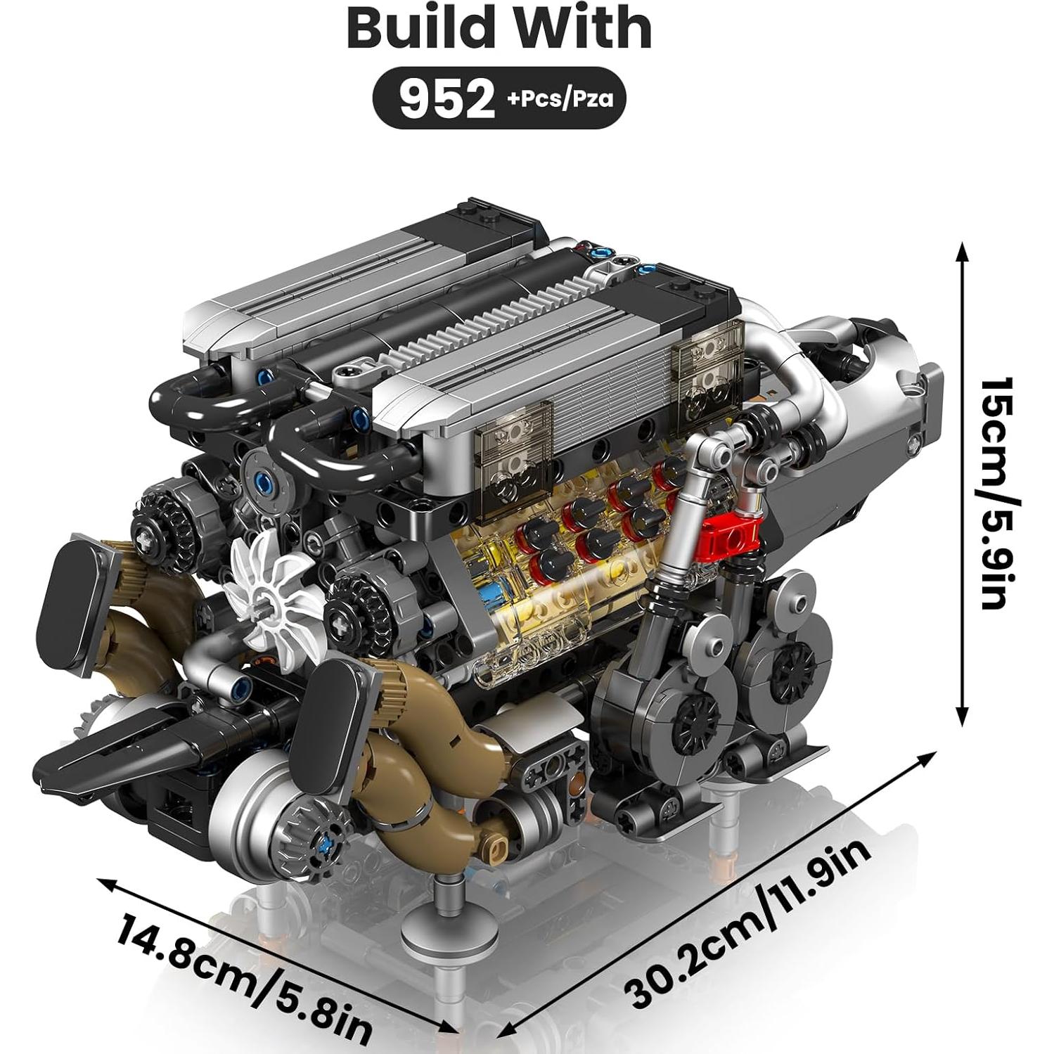 Kit de Construcción Motor W16 Mould King 10131 952 Piezas