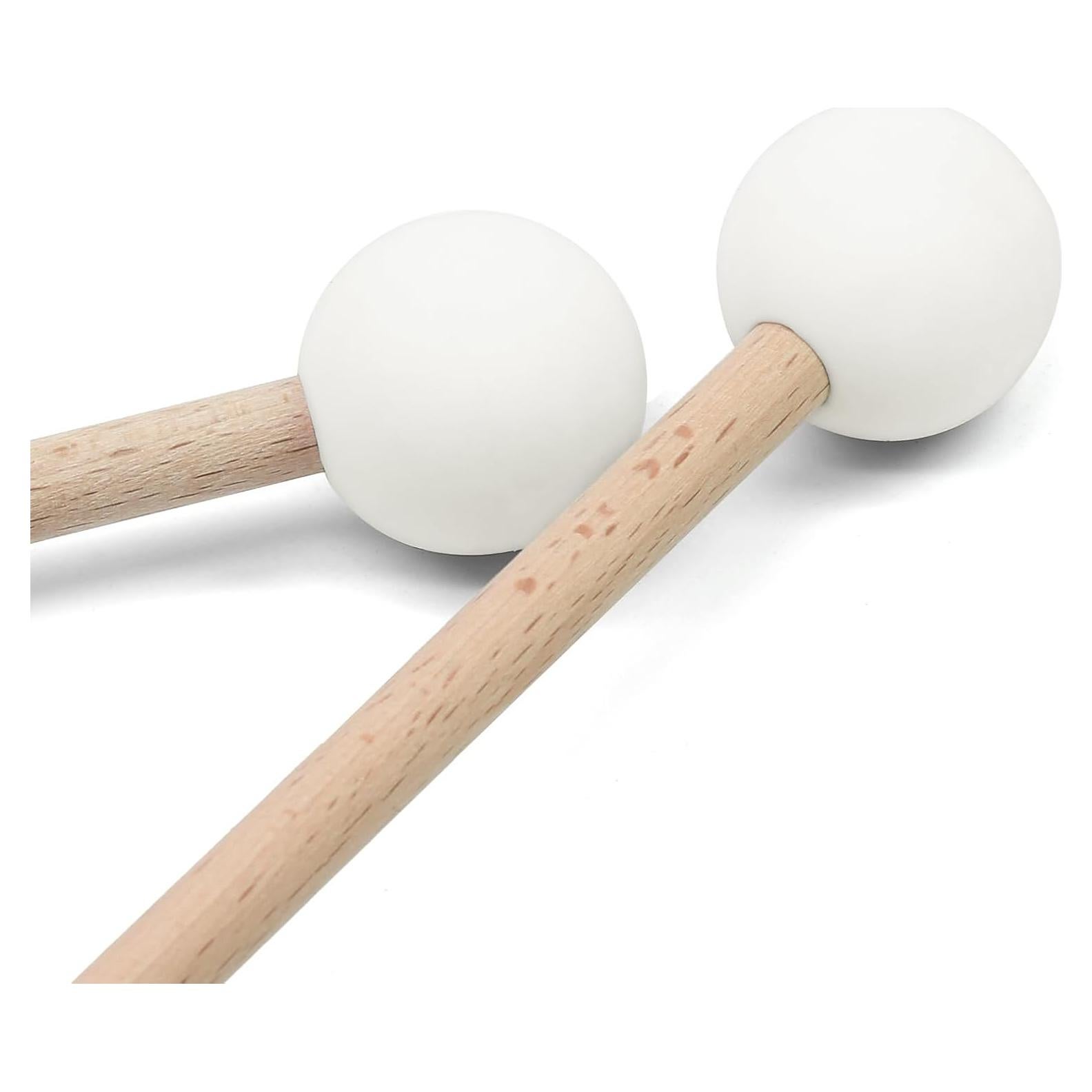 Mallets de Percusión 2 Pcs Goma Madera Blanco 39 cm