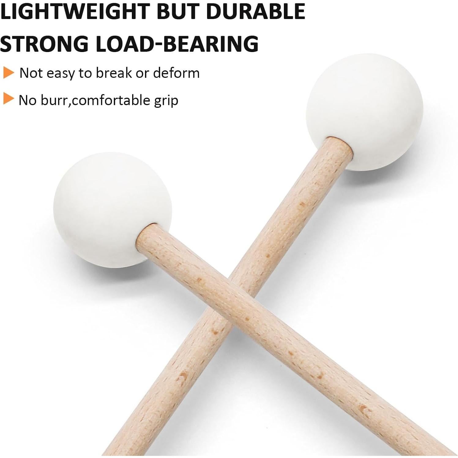 Mallets de Percusión 2 Pcs Goma Madera Blanco 39 cm