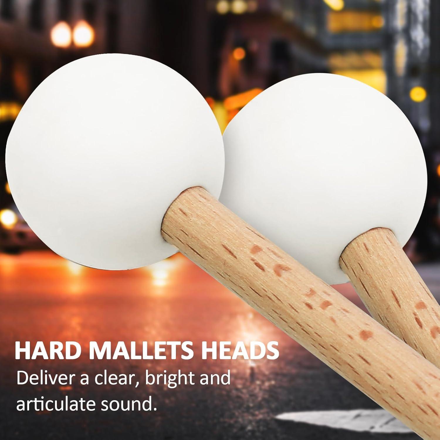 Mallets de Percusión 2 Pcs Goma Madera Blanco 39 cm