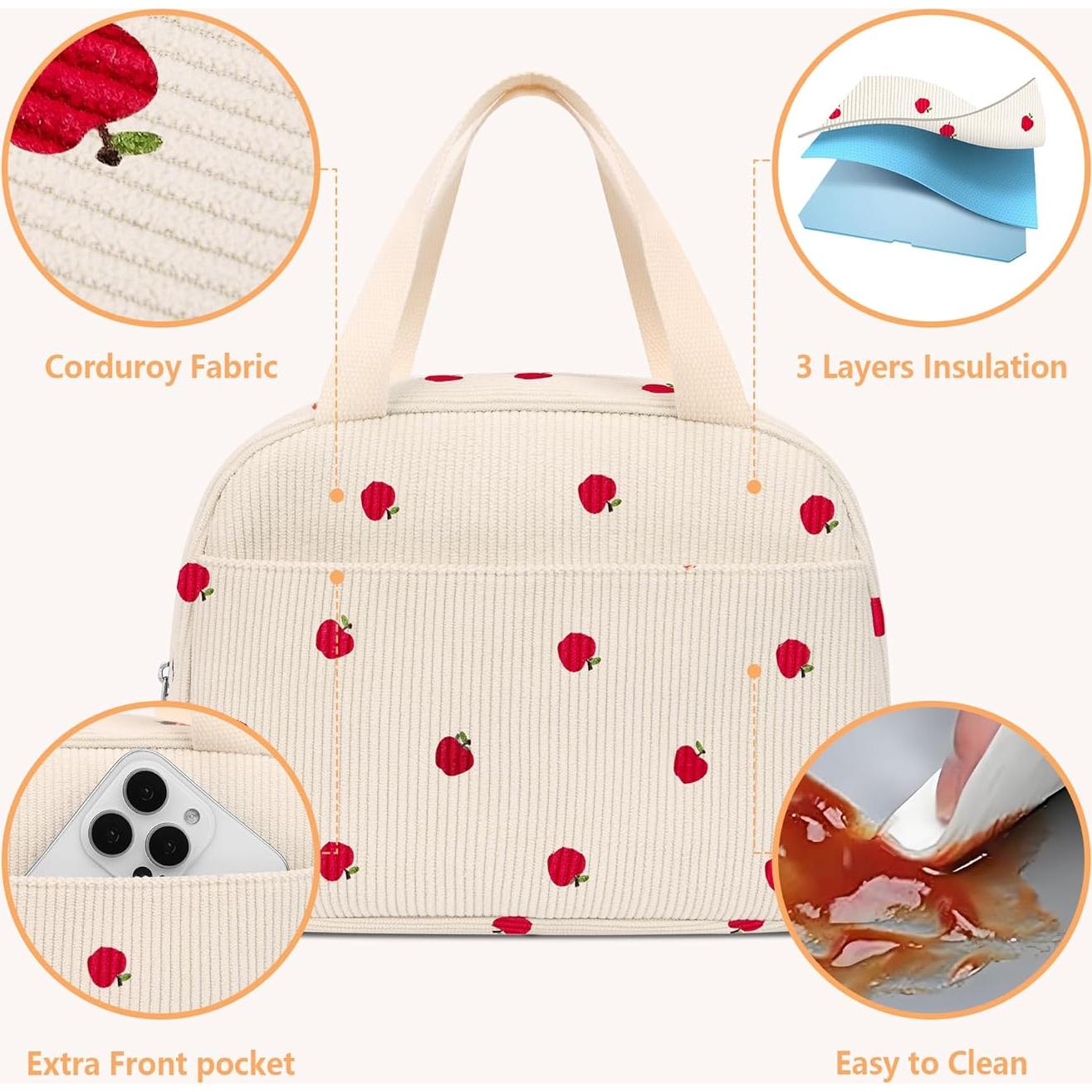 Caja de Almuerzo Aislada KUKUPAK Corduroy Manzana 8L