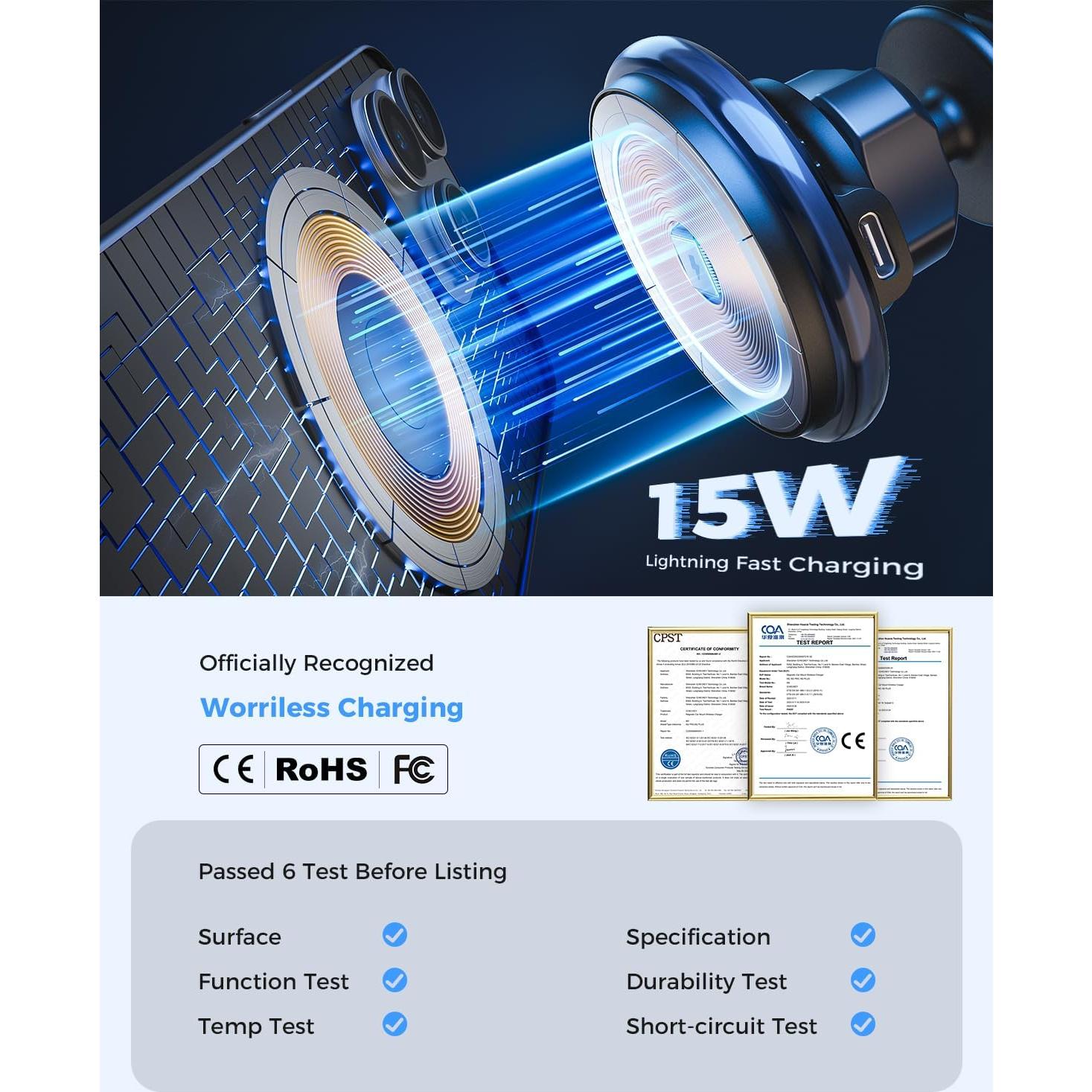Cargador Soporte de Taza MagSafe 15W SUPERONE Ajustable