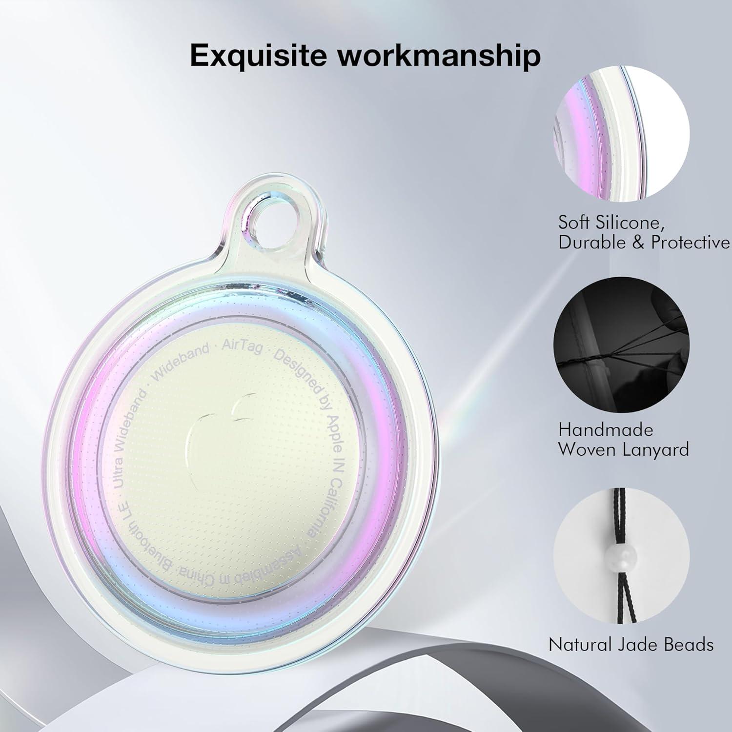 Funda de Silicona Holográfica para AirTag Yoleaf con Correa Ajustable