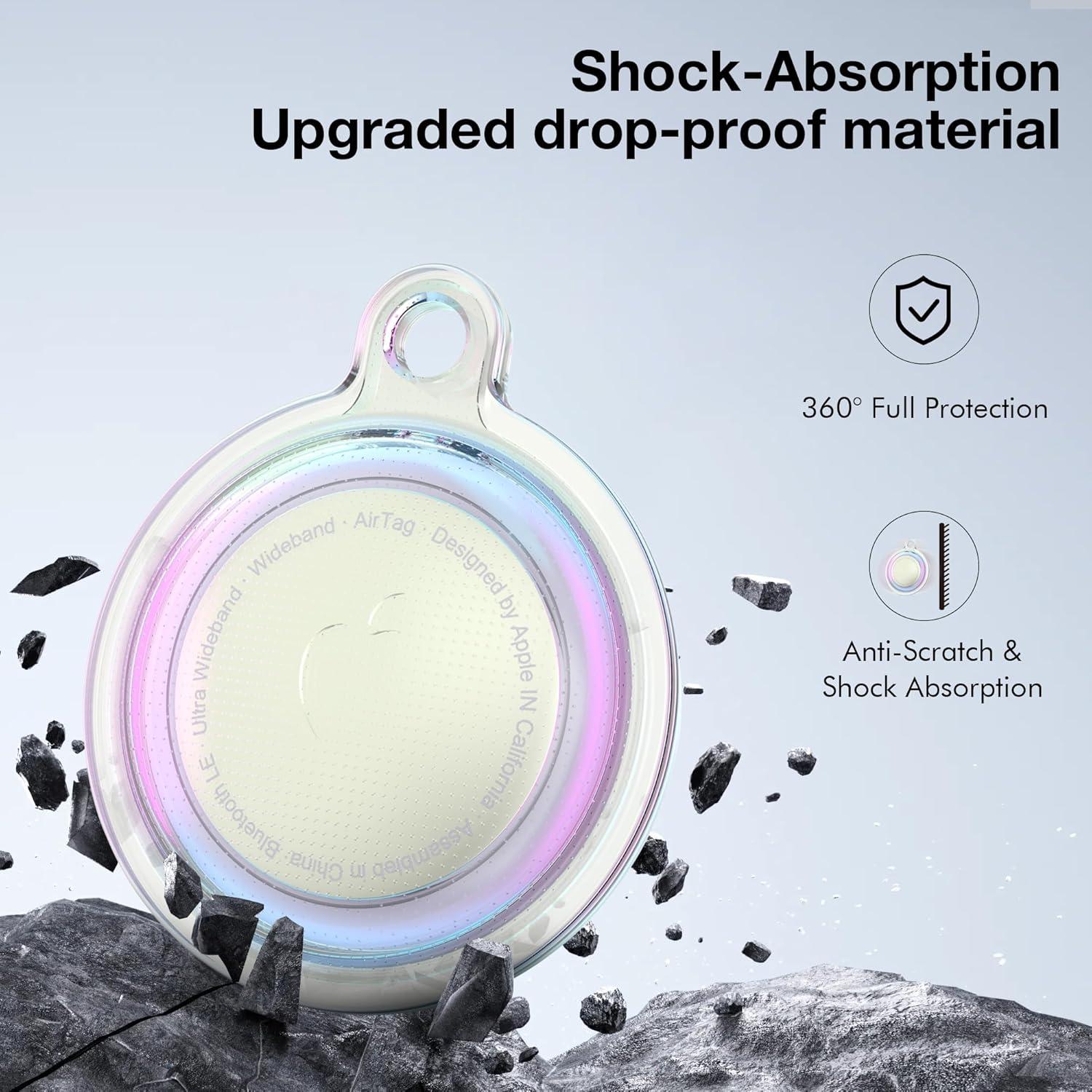 Funda de Silicona Holográfica para AirTag Yoleaf con Correa Ajustable