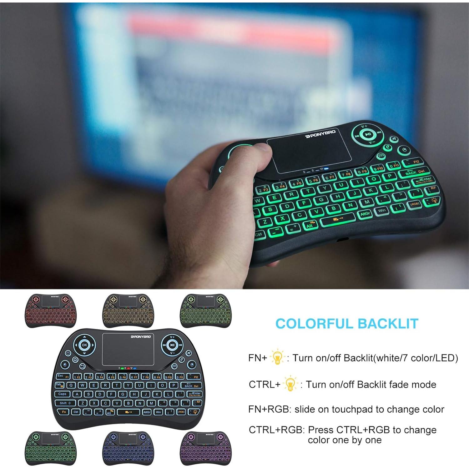 Teclado Inalámbrico PONYBRO T2 con Touchpad y RGB 2.4GHz