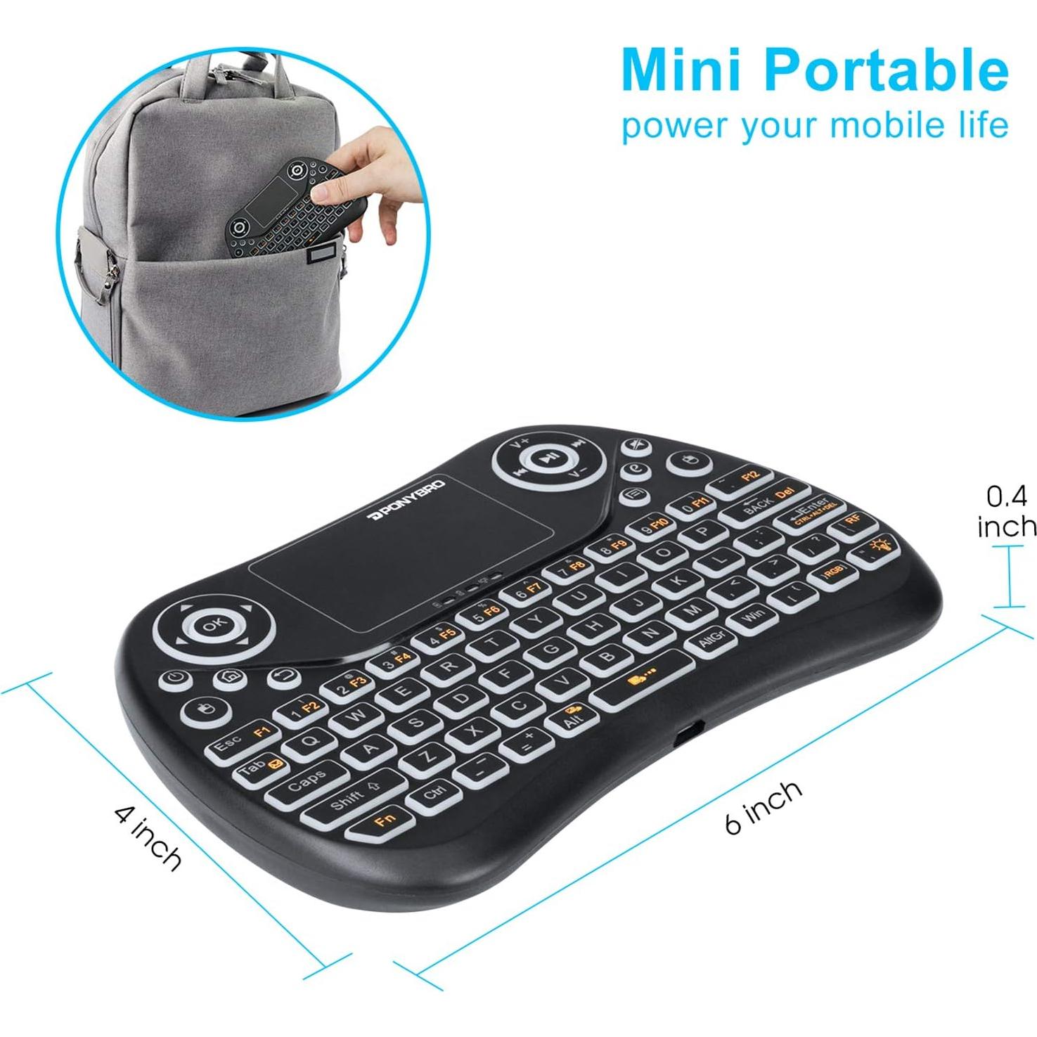 Teclado Inalámbrico PONYBRO T2 con Touchpad y RGB 2.4GHz