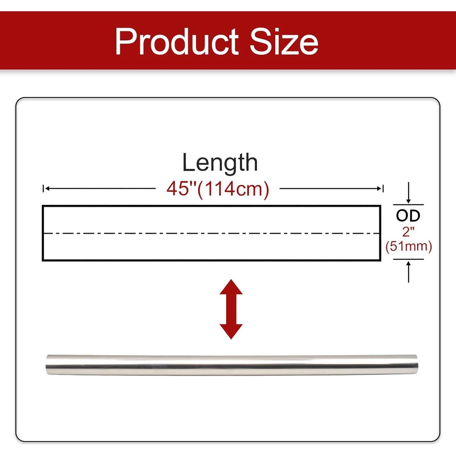 Tubo de Escape Acero Inoxidable T304 114 cm 2 Pulgadas - 2 Piezas