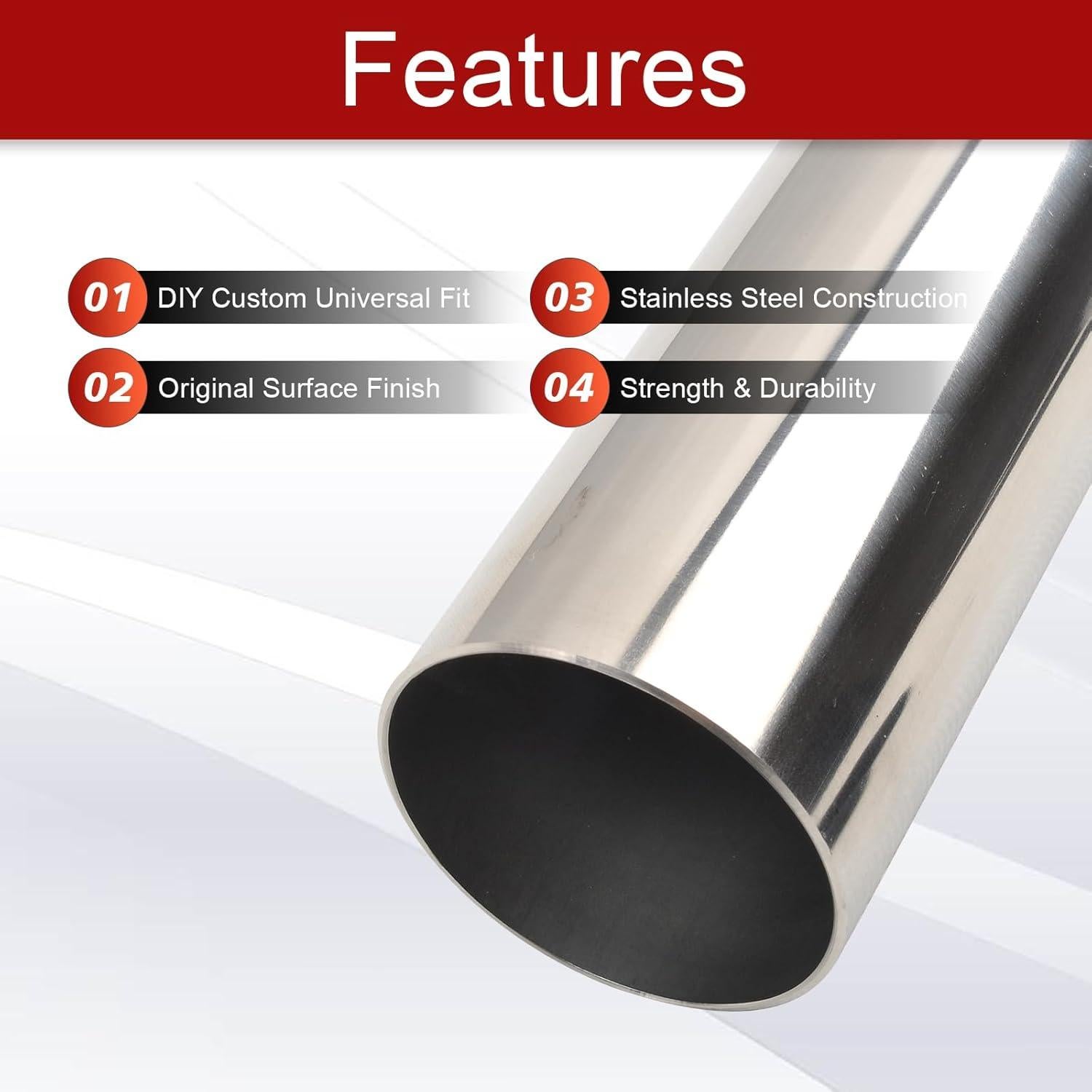 Tubo de Escape Acero Inoxidable T304 114 cm 2 Pulgadas - 2 Piezas