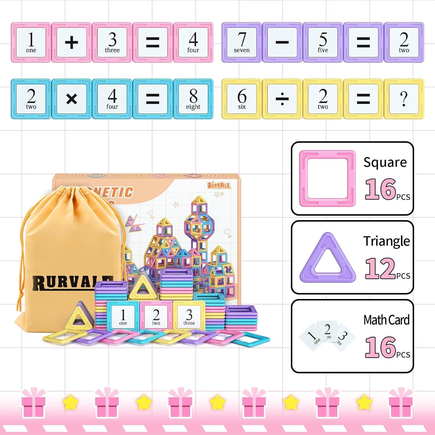 Set de Azulejos Magnéticos Rurvale 44 Piezas para Niñas 3+