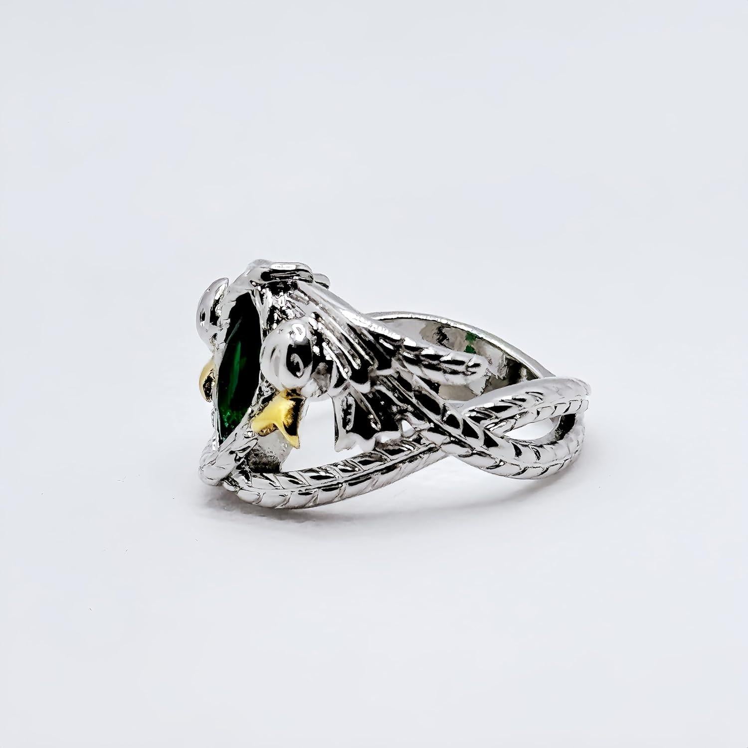 Anillo Aragorn de Plata 925 con Piedra Verde CZ para Hombres y Mujeres