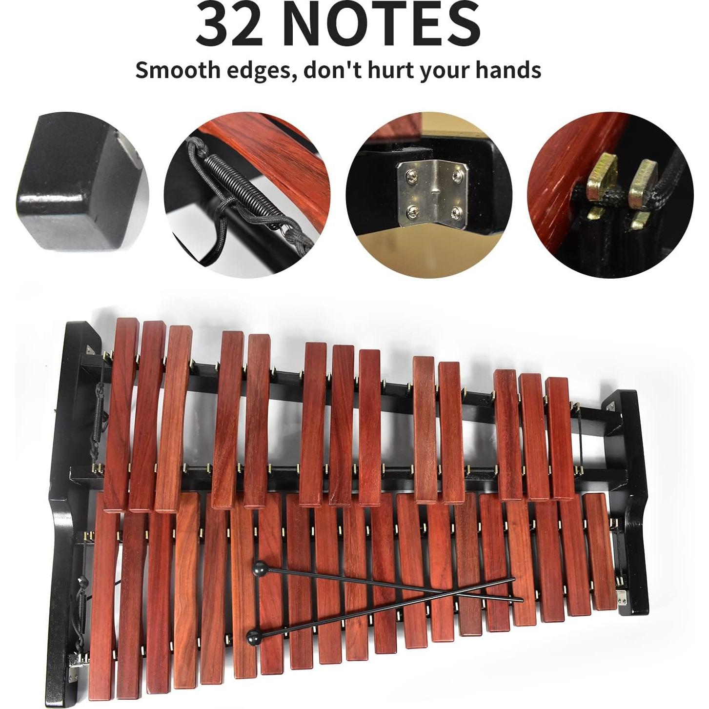 Xilófono Profesional Voodans 32 Notas Madera con Soporte