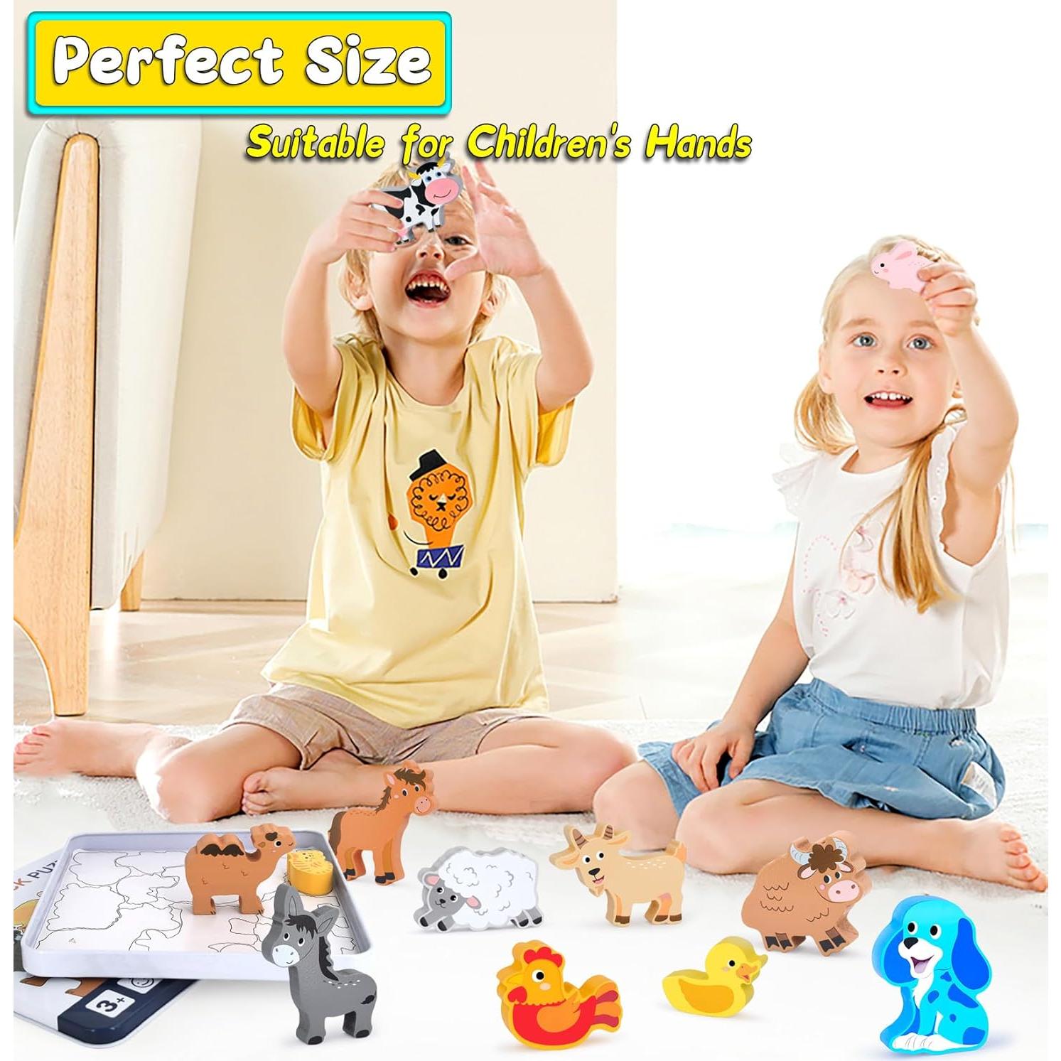 Rompecabezas de Animales de Madera 12 Piezas Montessori