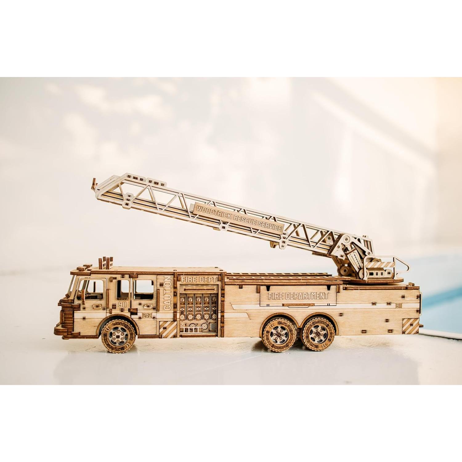 Camión de Bomberos Wood Trick 3D - Escalera Extensible